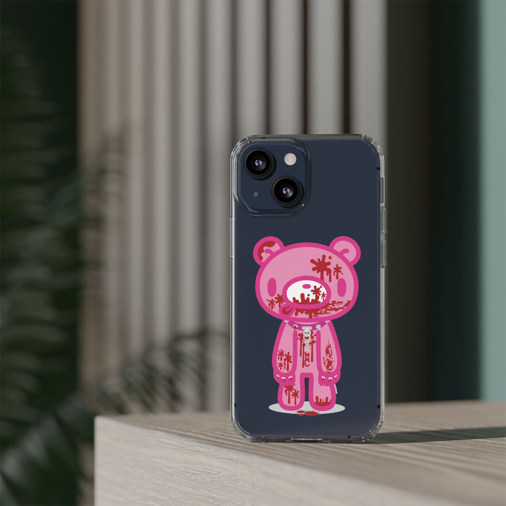 Pink Gloomy Bear Bloody - Clear Phone Case