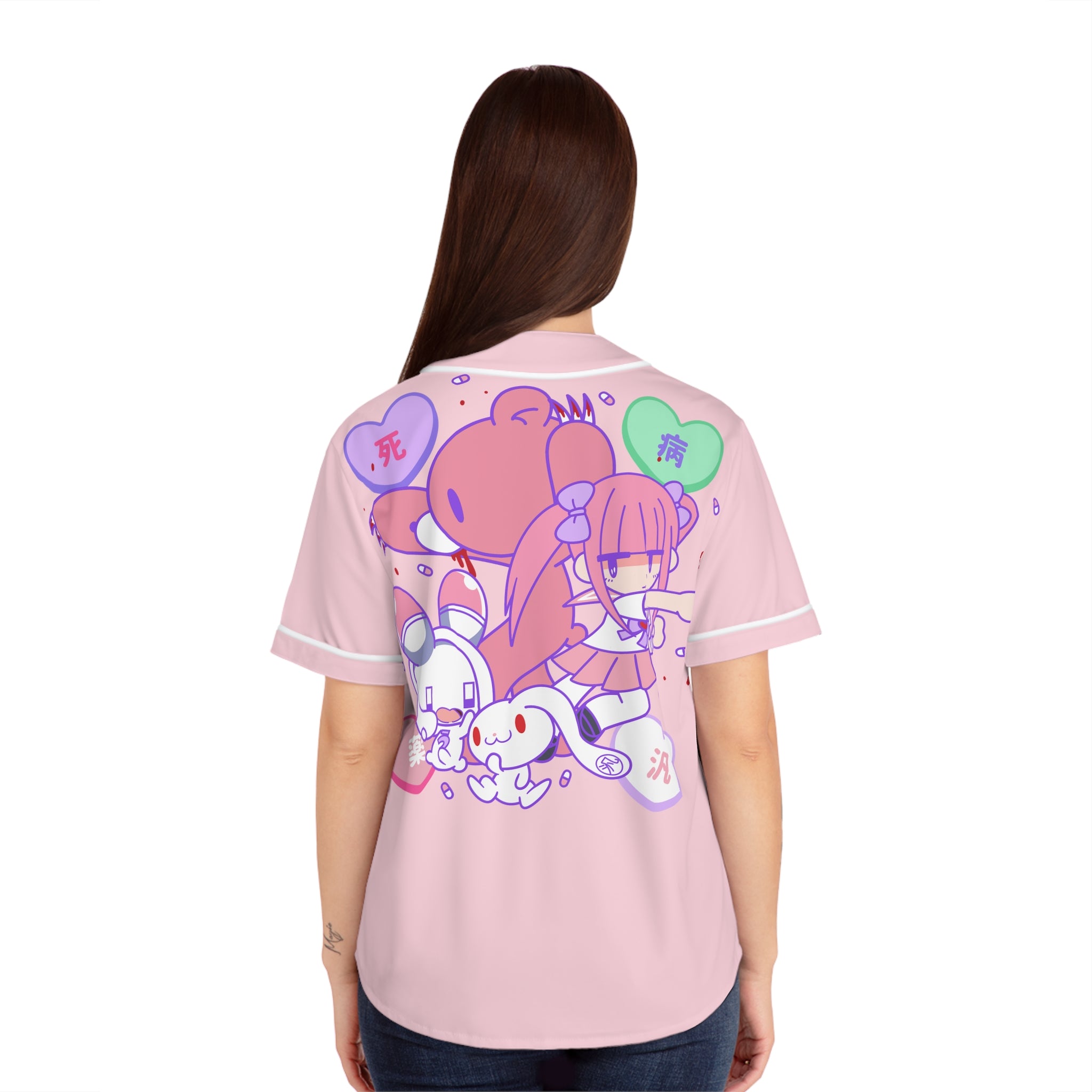 Menhera x Gloomy Bear Women's Baseball Jersey (AOP)