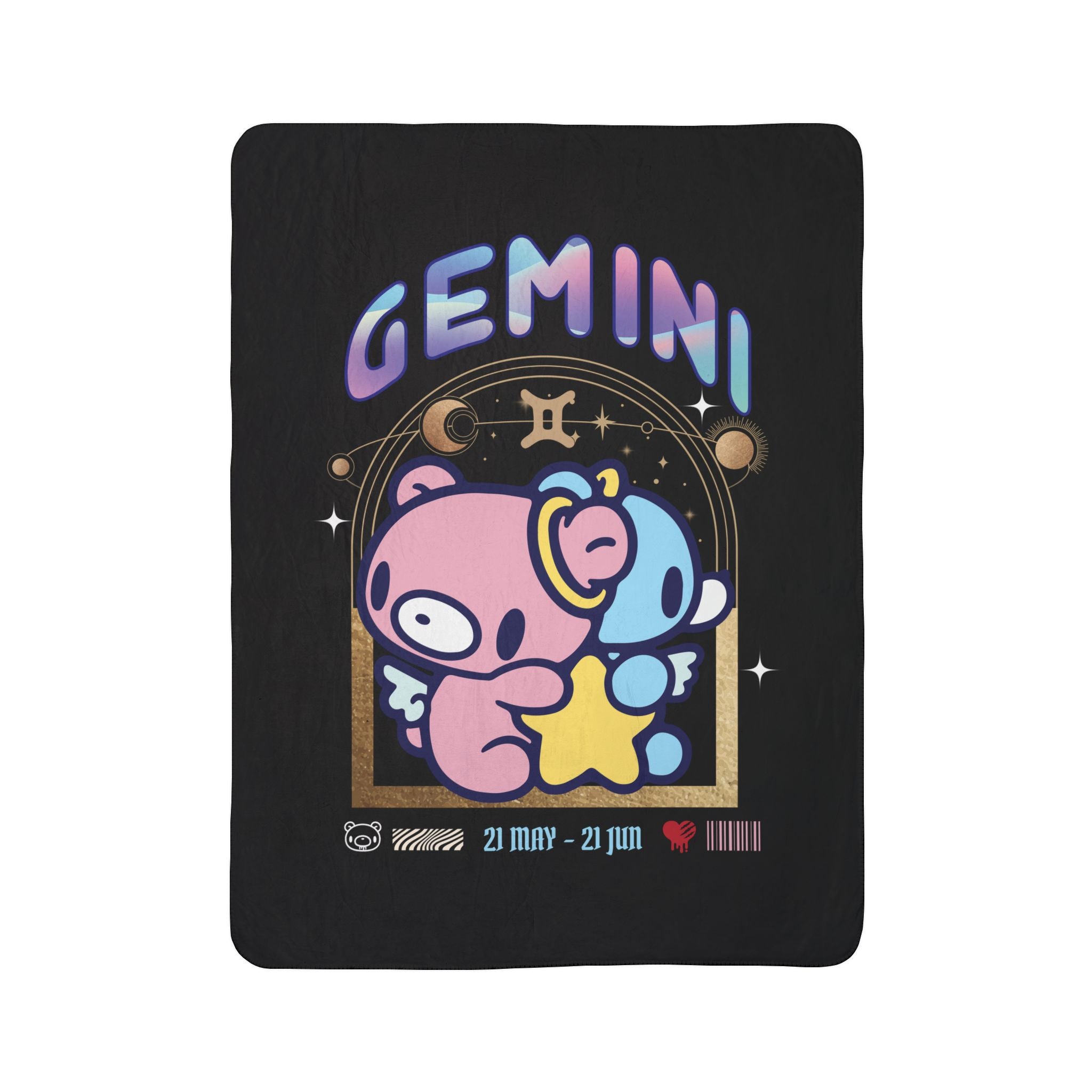 Gloomy Bear gemini Zodiac Fleece Sherpa Blanket