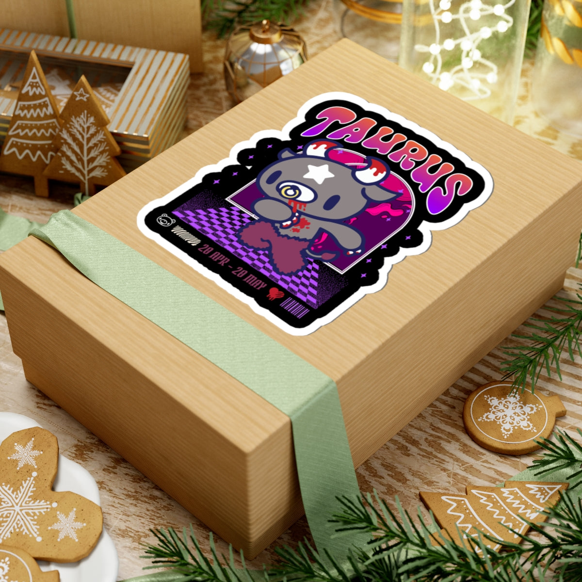 Gloomy Taurus Zodiac Kiss-Cut Stickers