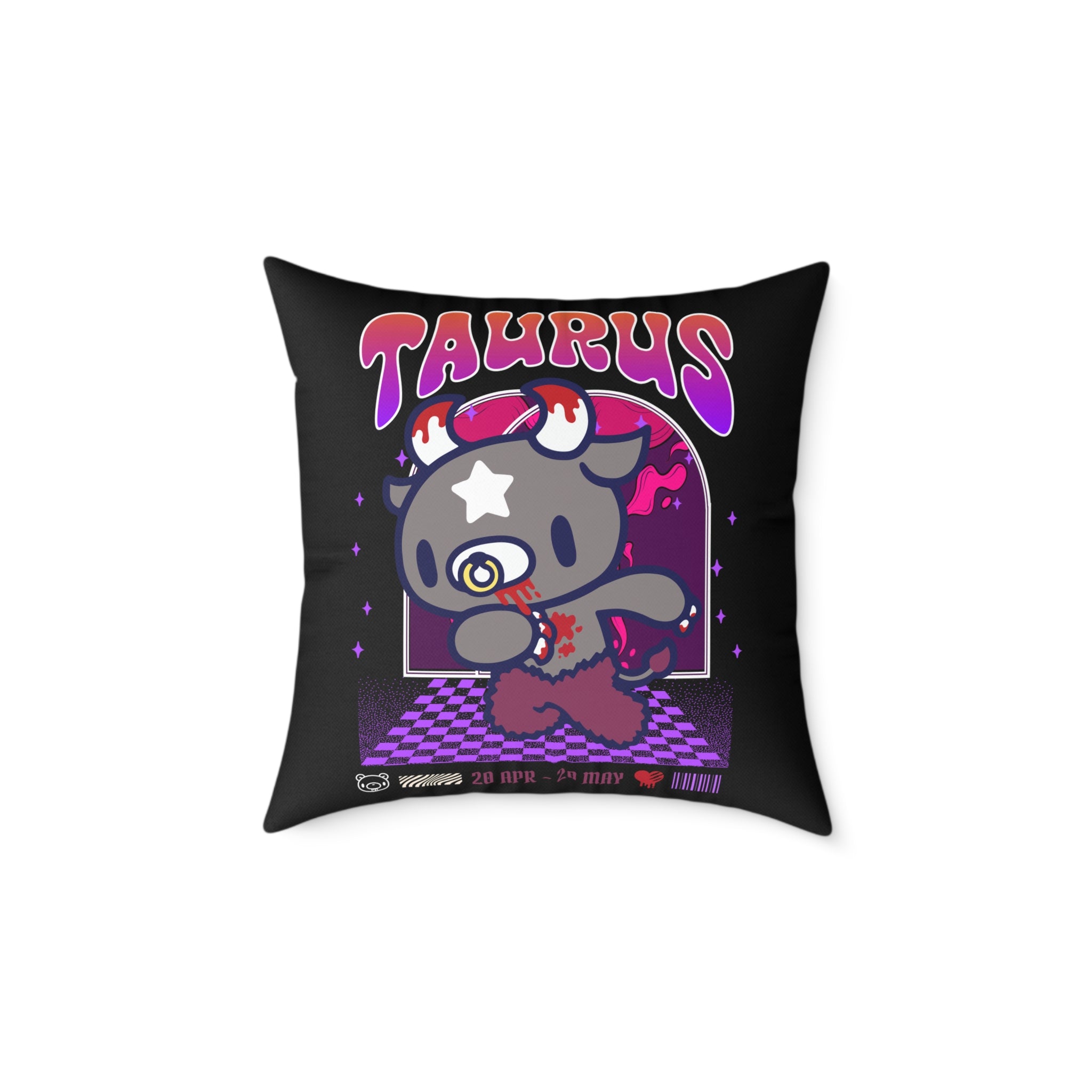Gloomy Taurus Zodiac Square Poly Canvas Pillow