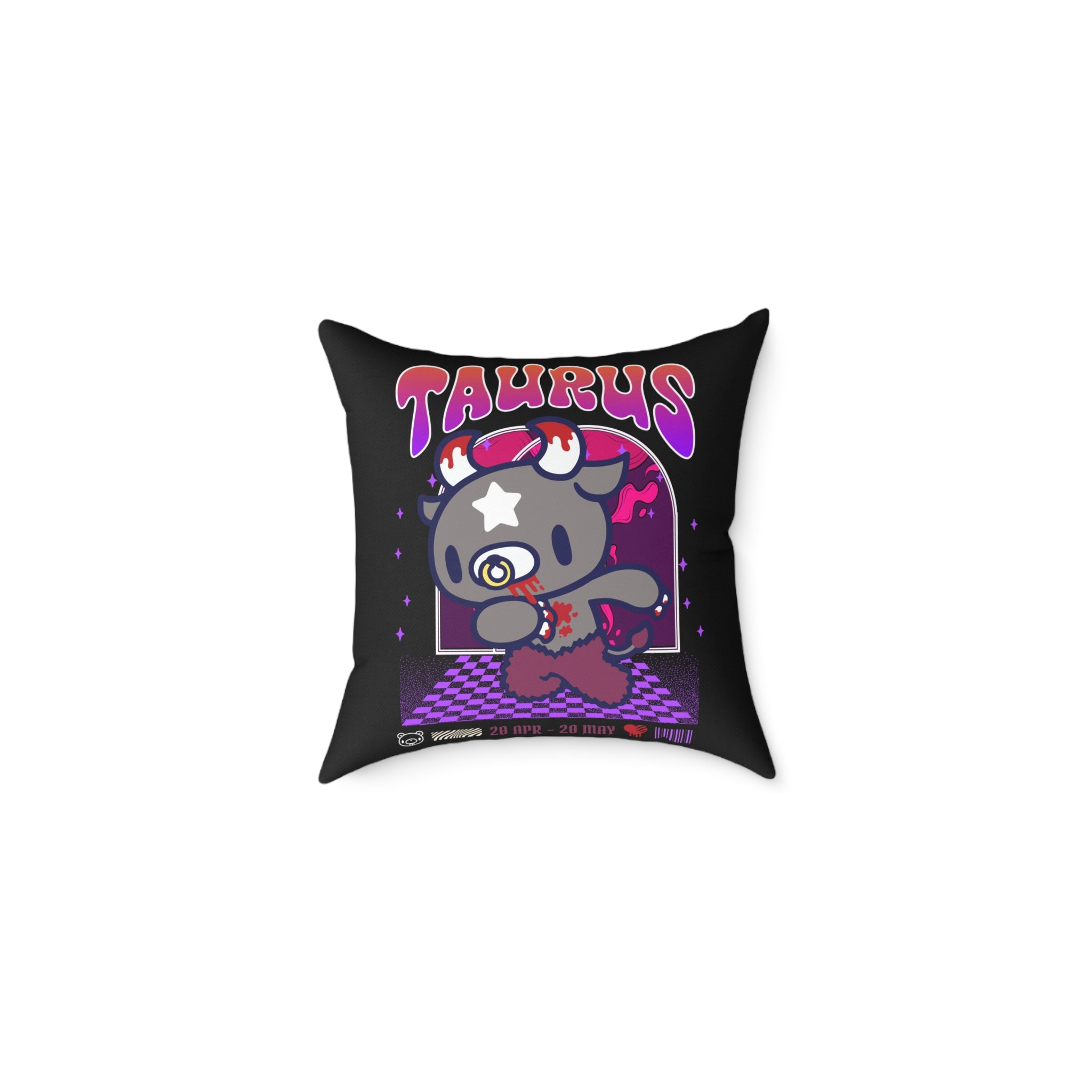 Gloomy Taurus Zodiac Square Poly Canvas Pillow