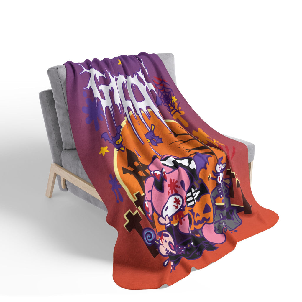 Gloomy Bear Halloween Hunt Fleece Sherpa Blanket