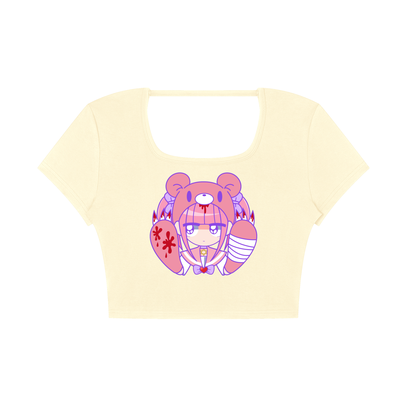 Menhera x Gloomy Square Neck Crop T-Shirt
