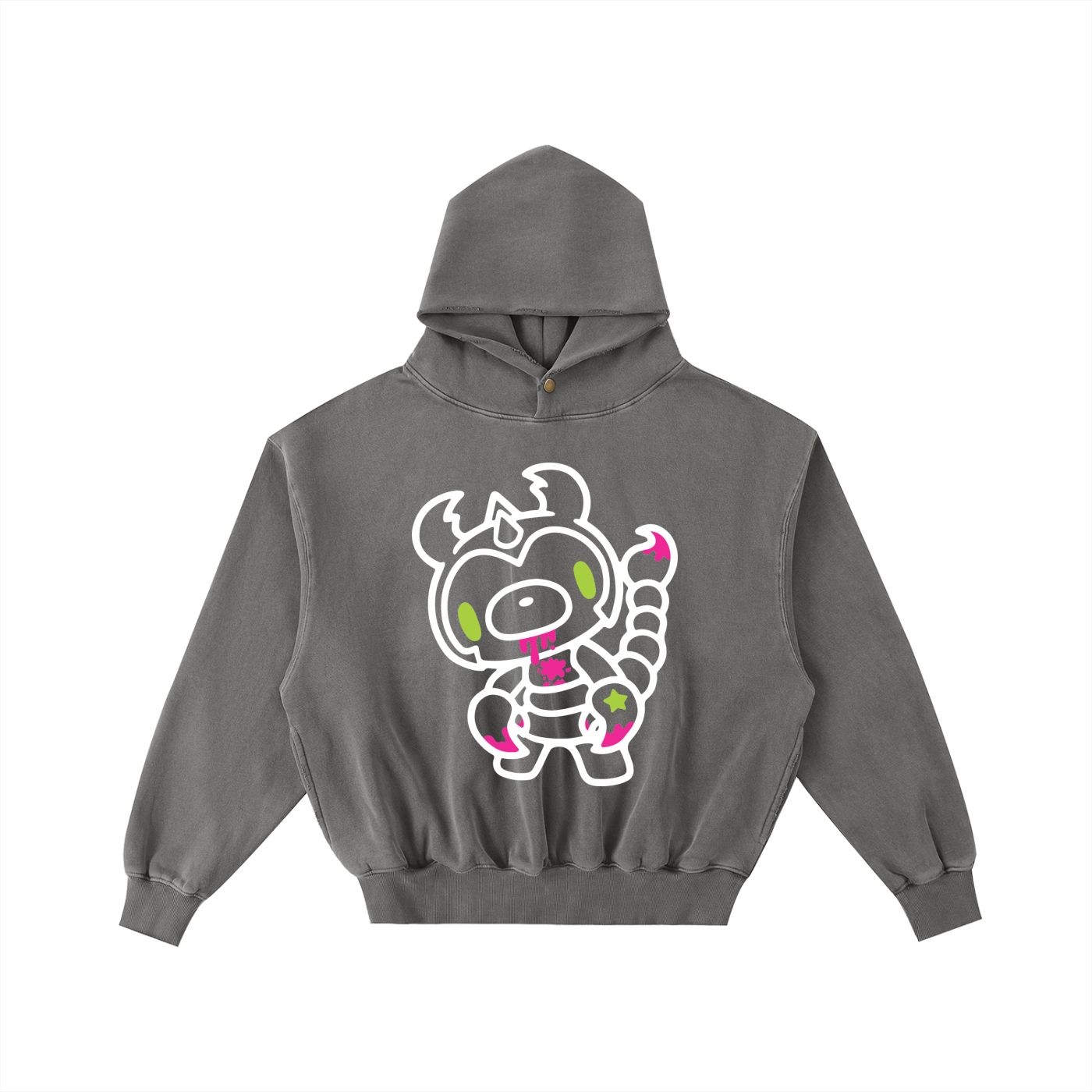 Gloomy Scorpio Frayed Enzyme Washed Fleece Hoodie