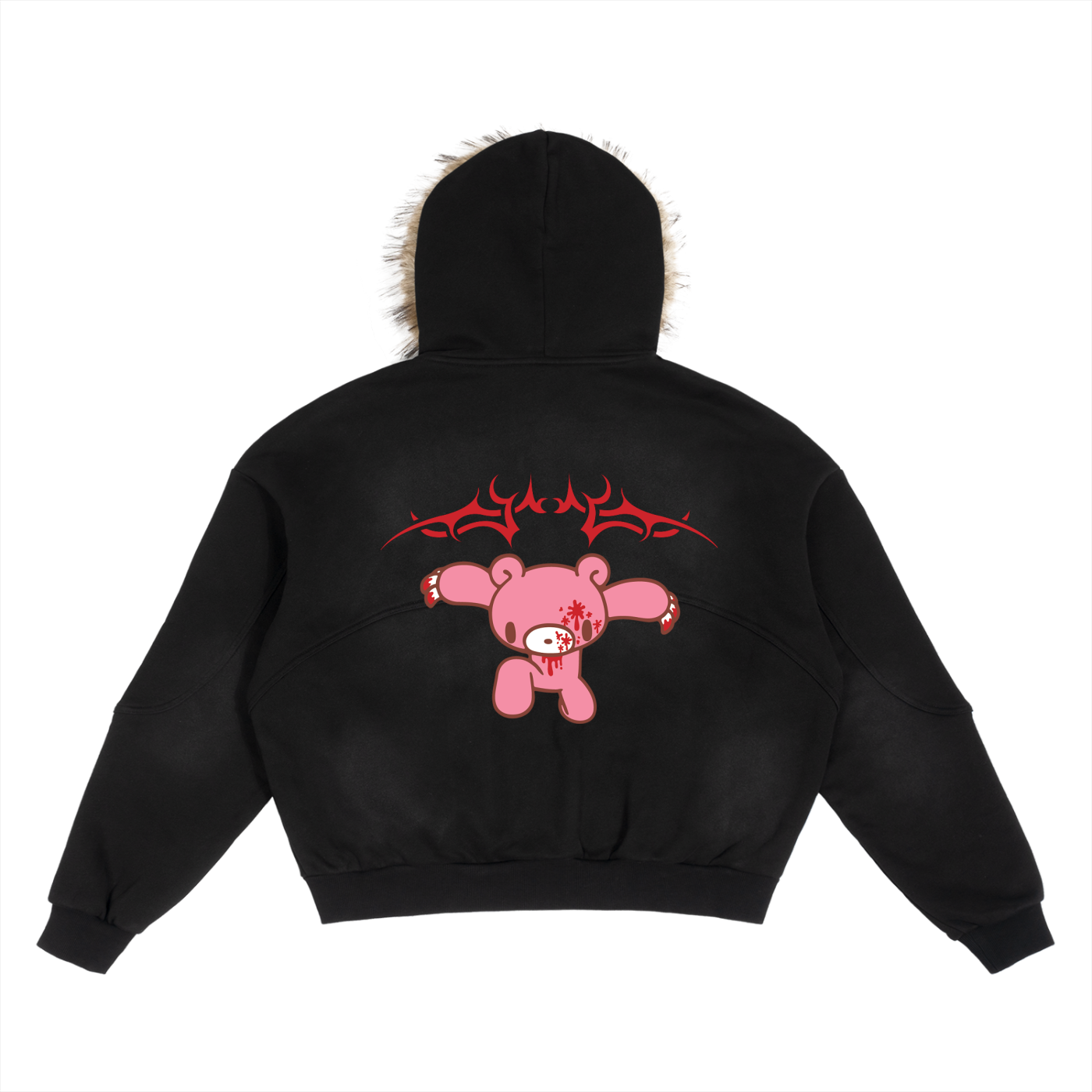 Y2K Gloomy Tribal Detachable Fur Hoodie