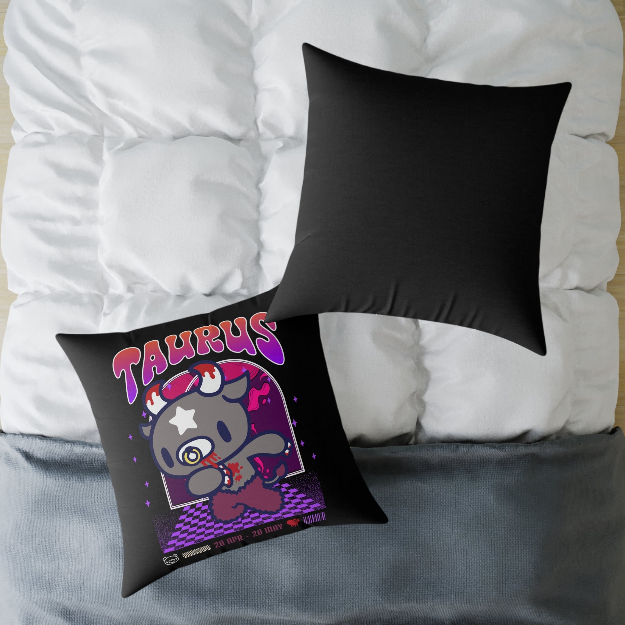 Gloomy Taurus Zodiac Square Poly Canvas Pillow
