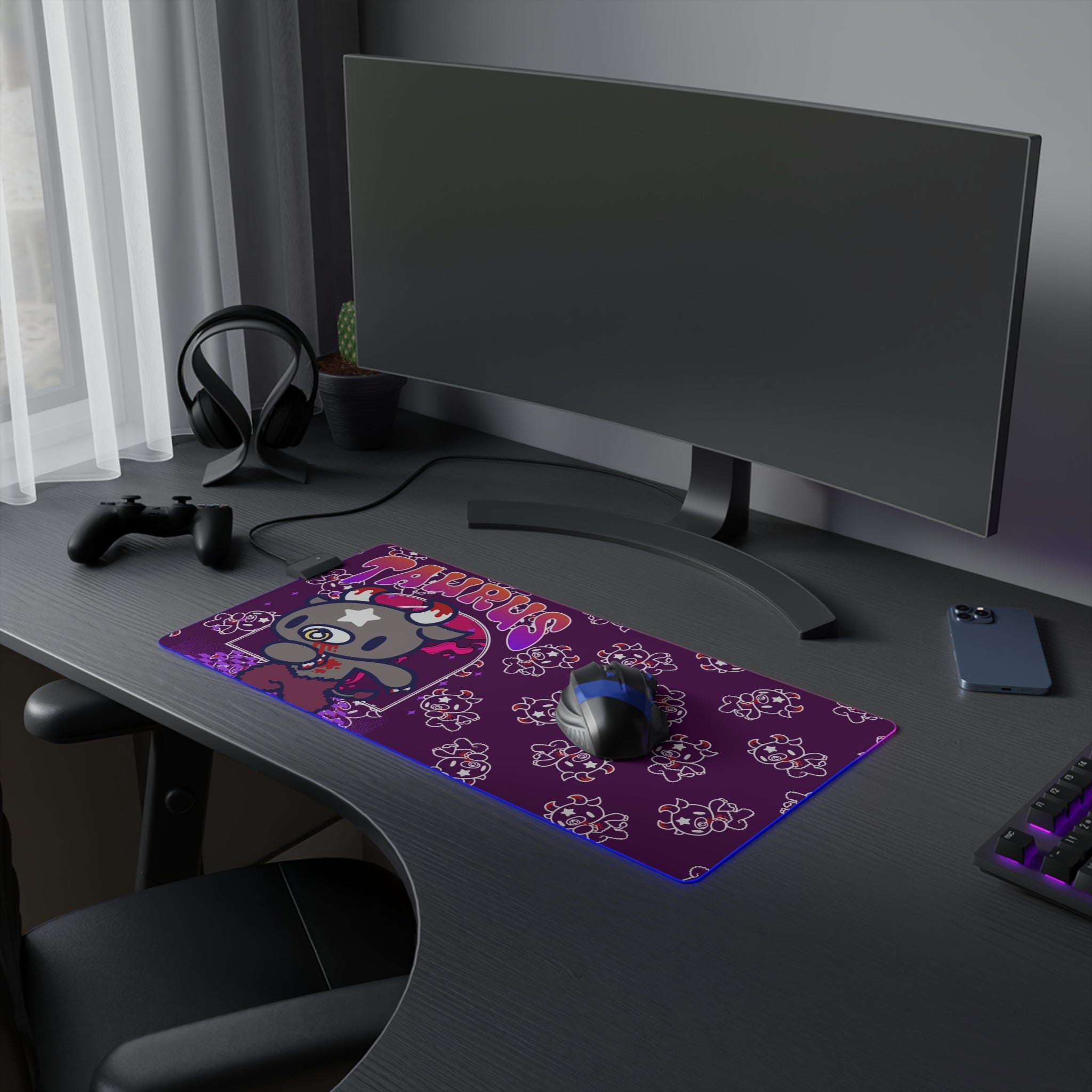 Taurus Zodiac  Gloomy Bear LED Gaming Mouse Pad