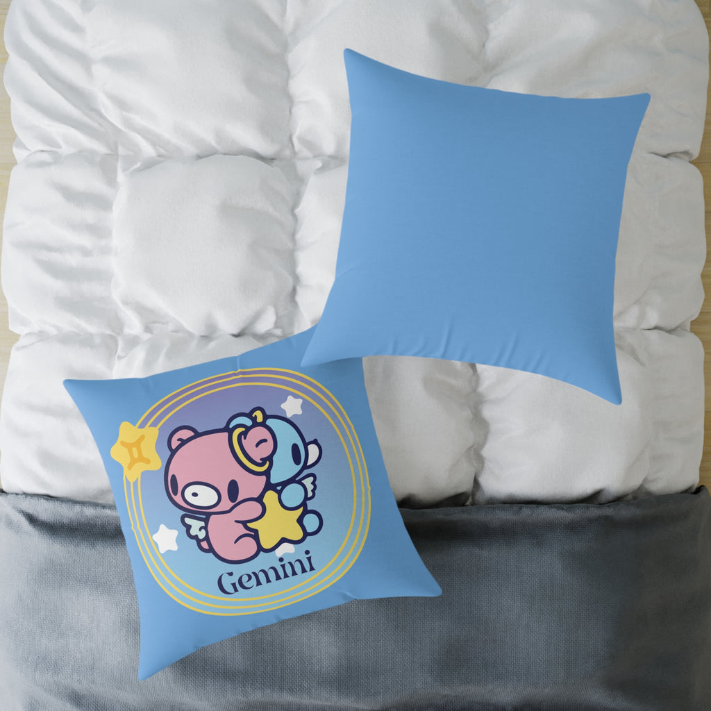 Gloomy Gemini Zodiac Square Poly Canvas Pillow