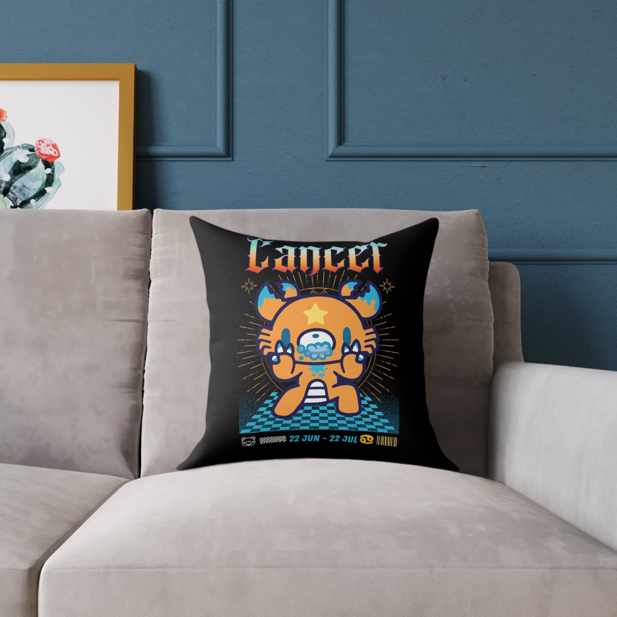 Gloomy Cancer Zodiac Square Poly Canvas Pillow