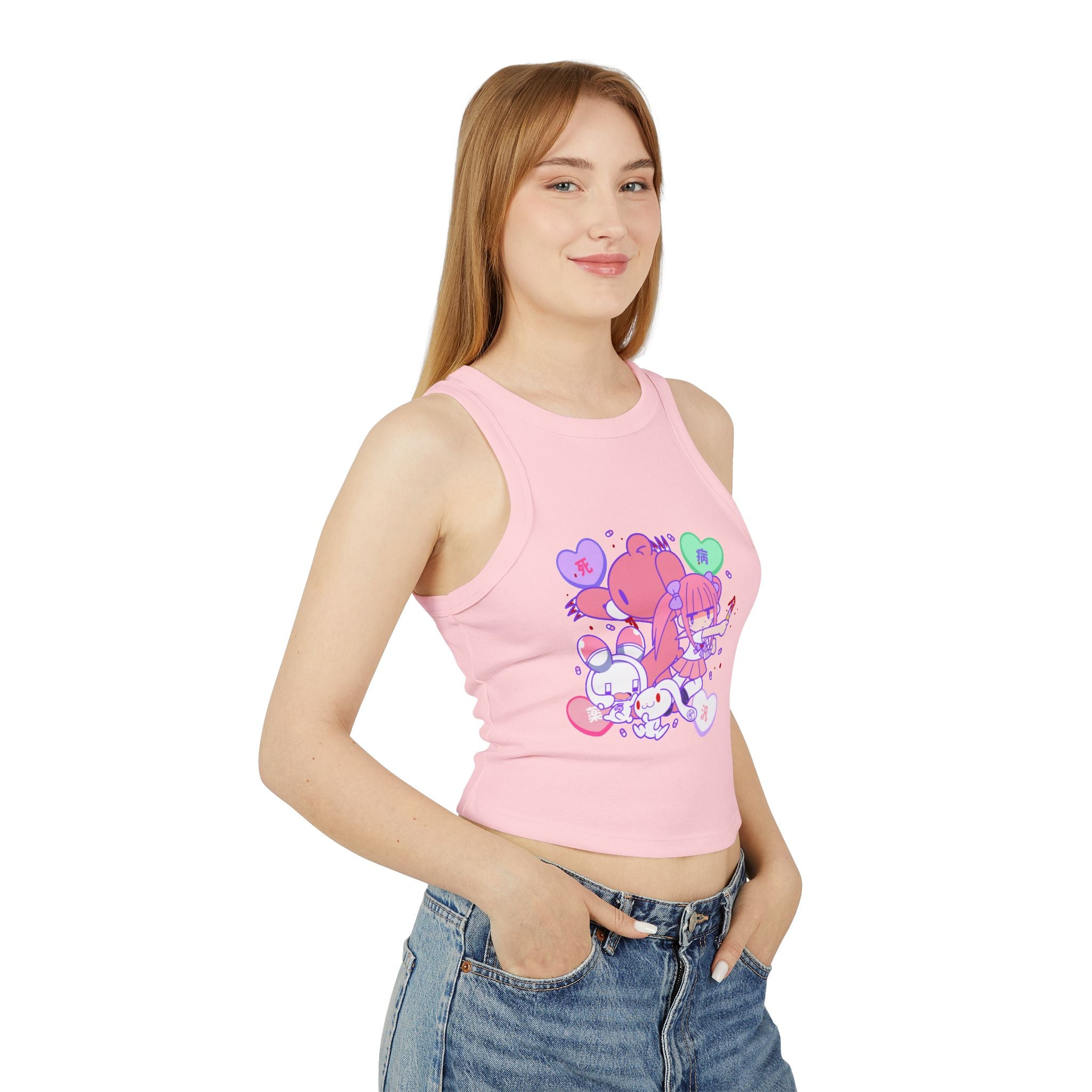 Menhera x Gloomy Bear Women's Micro Rib Racer Tank Top