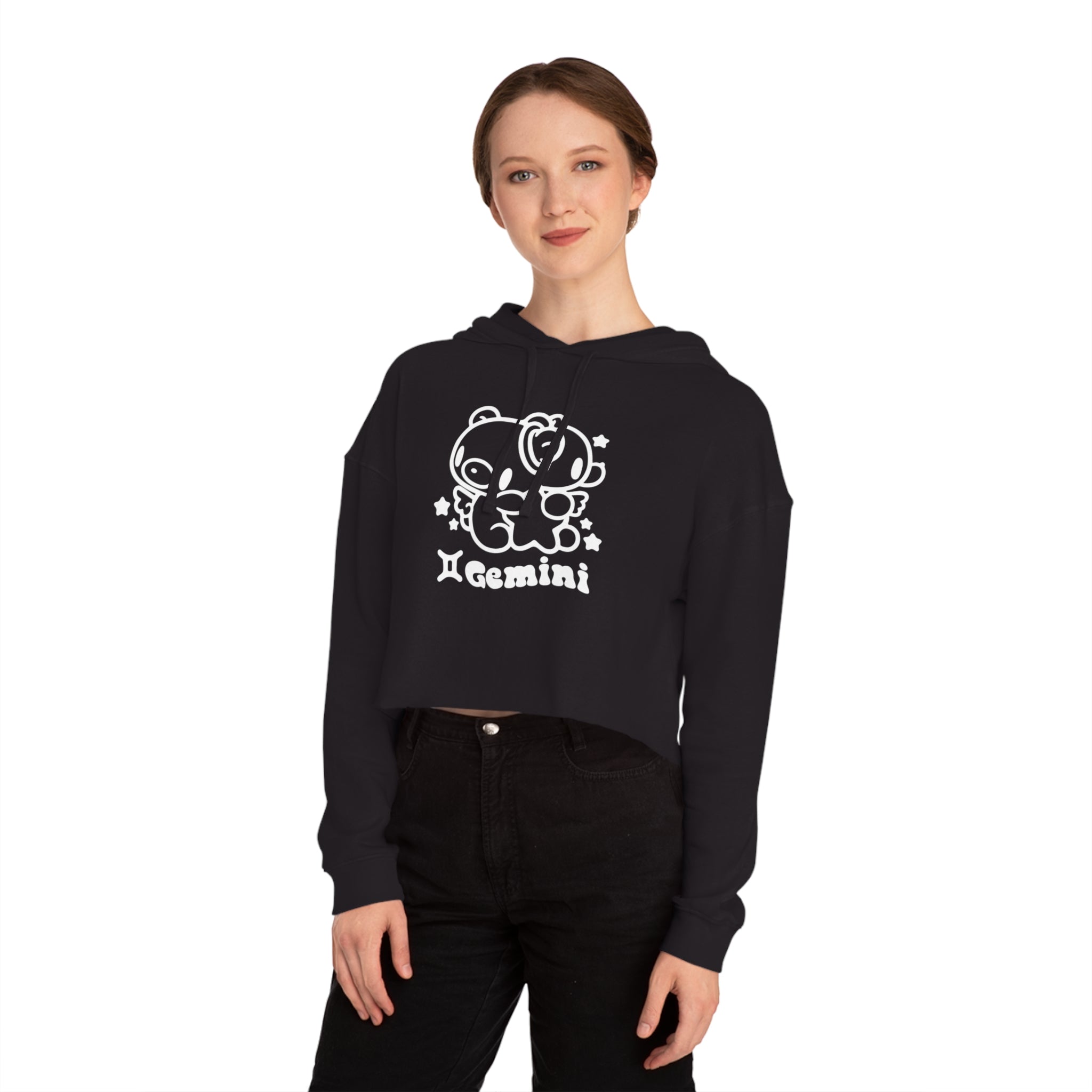 gloomy Gemini Zodiac Women’s Cropped Hooded Sweatshirt