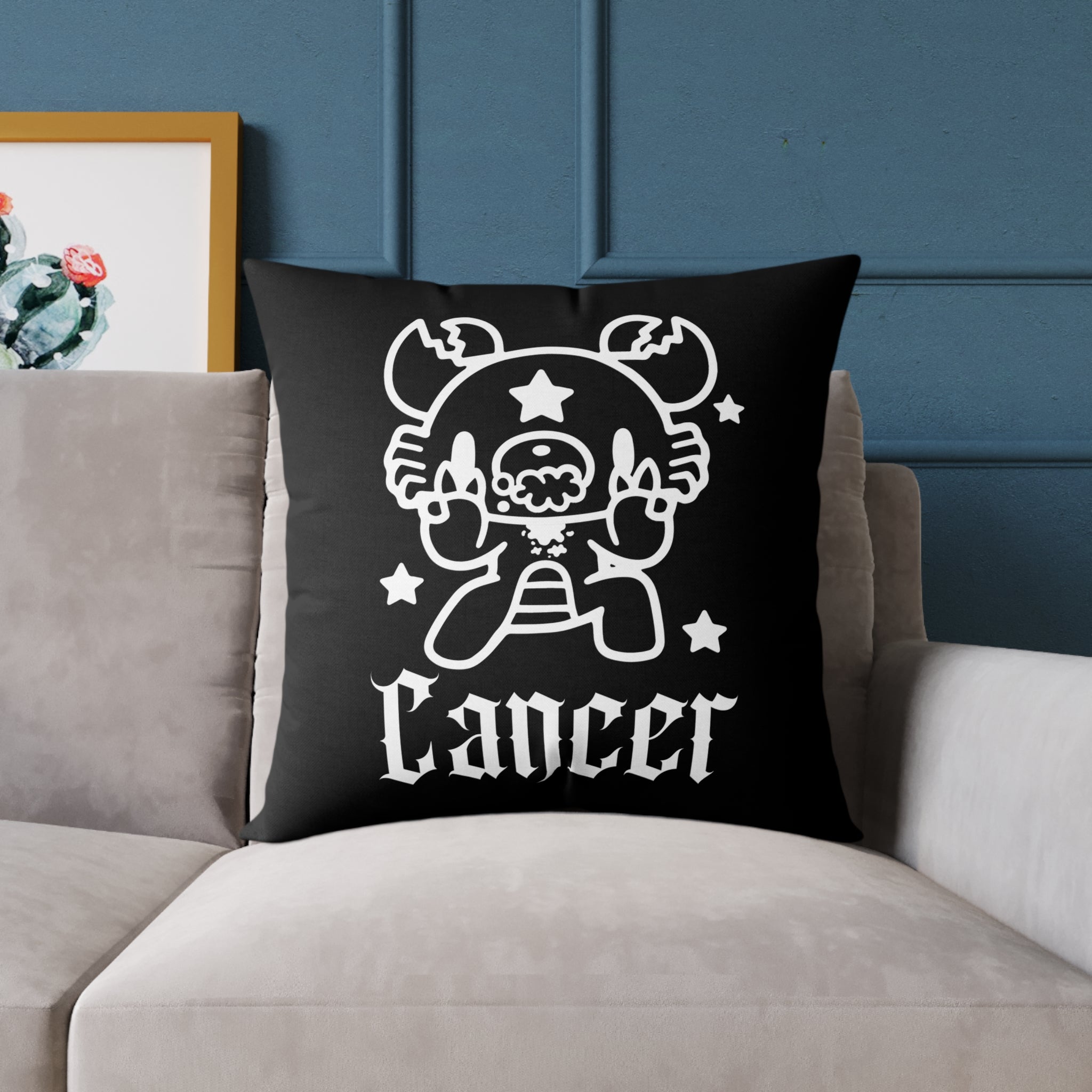 Gloomy Cancer Zodiac Square Poly Canvas Pillow