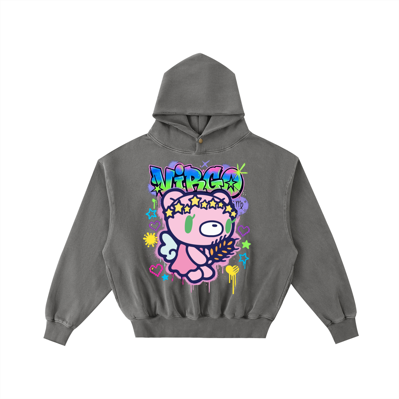 Gloomy Virgo Frayed Enzyme Washed Fleece Hoodie