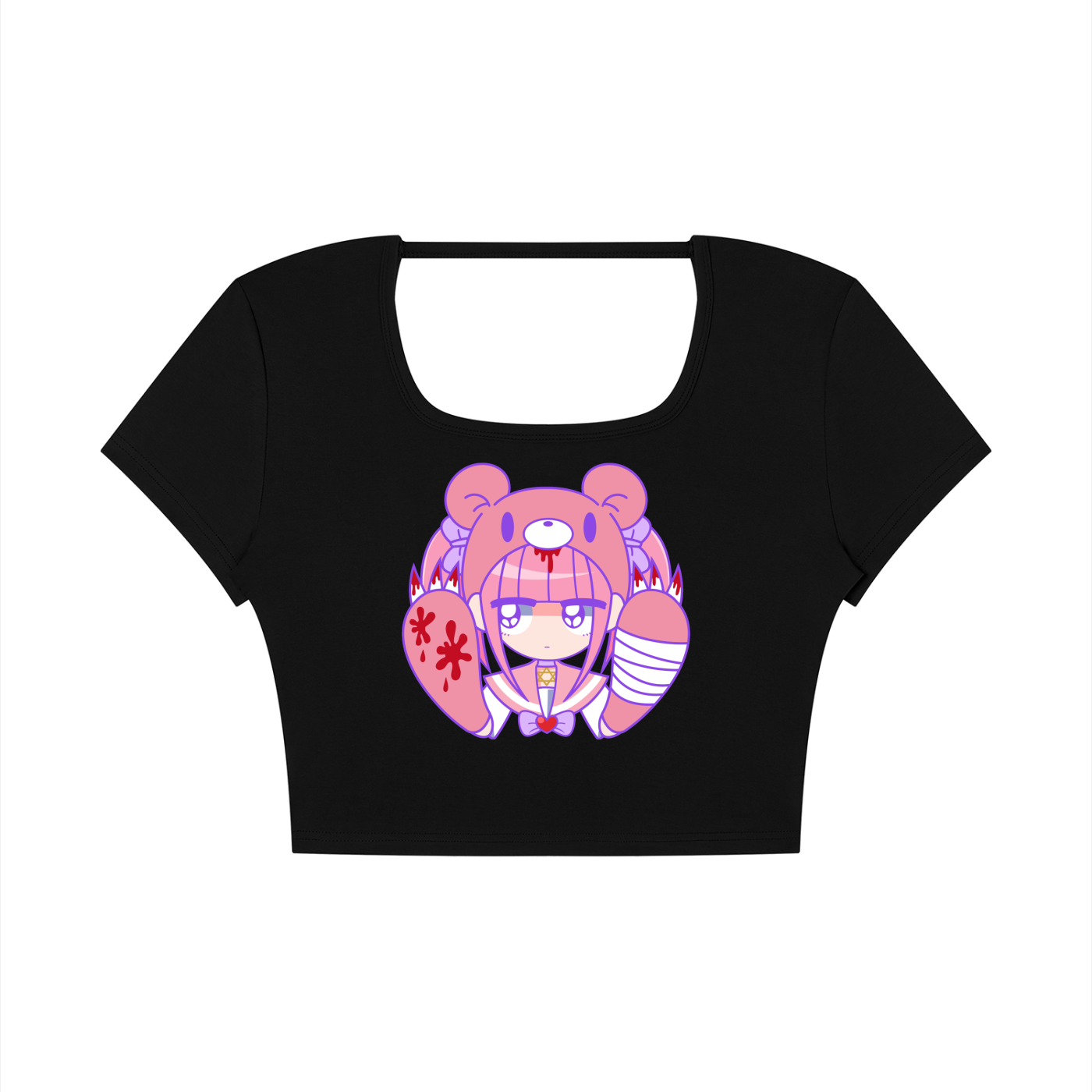 Menhera x Gloomy Square Neck Crop T-Shirt