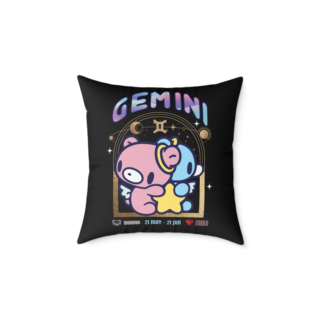 Gloomy Gemini Zodiac Square Poly Canvas Pillow
