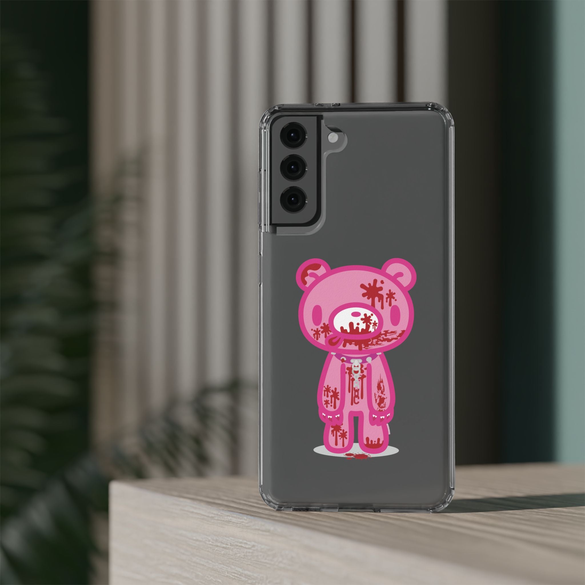 Pink Gloomy Bear Bloody - Clear Phone Case