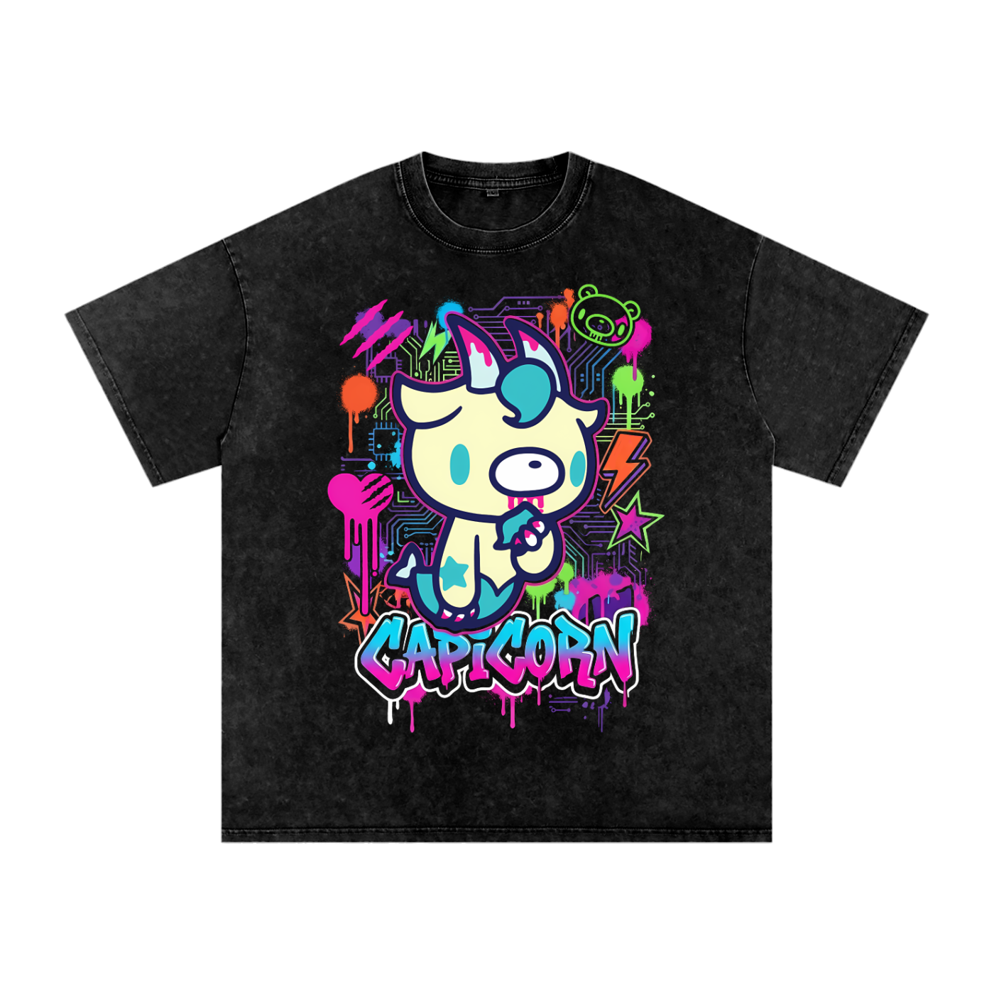 Capricorn Snow Washed Oversized Cotton T-Shirt