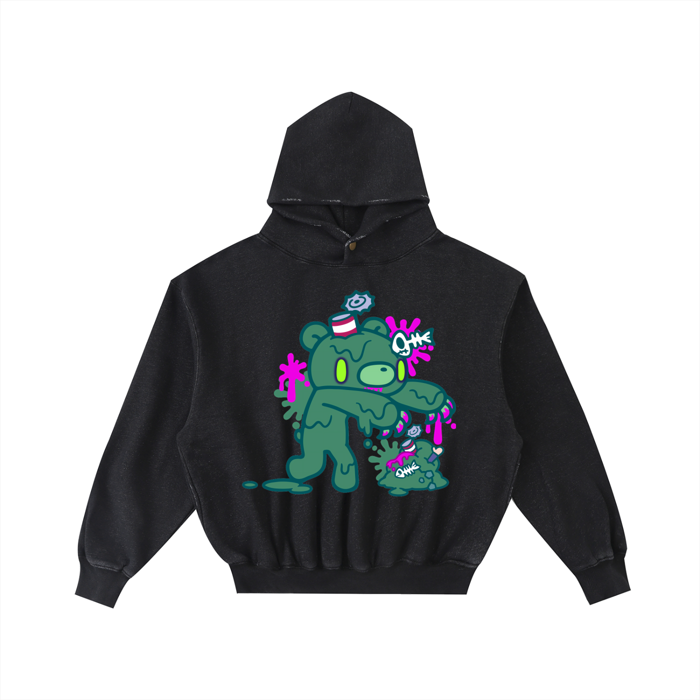 Frayed Enzyme Washed Fleece Hoodie