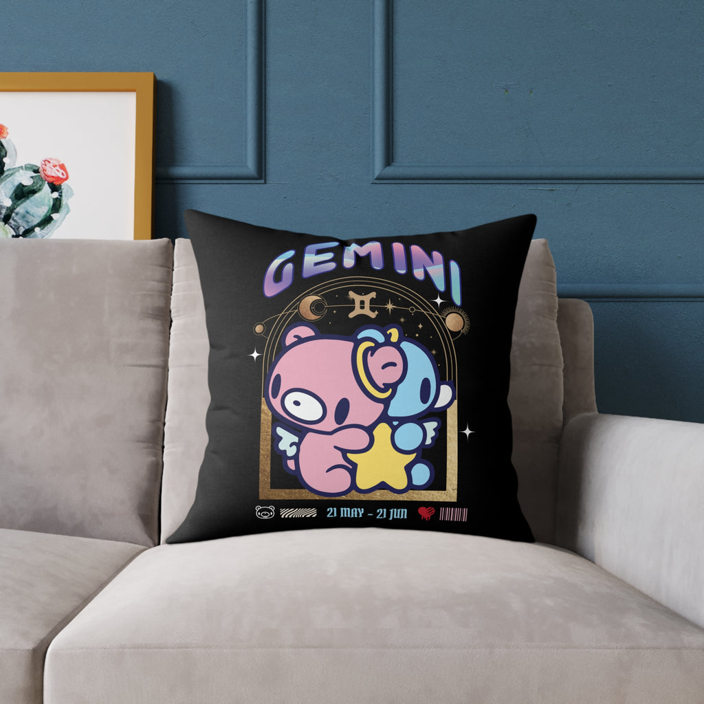 Gloomy Gemini Zodiac Square Poly Canvas Pillow