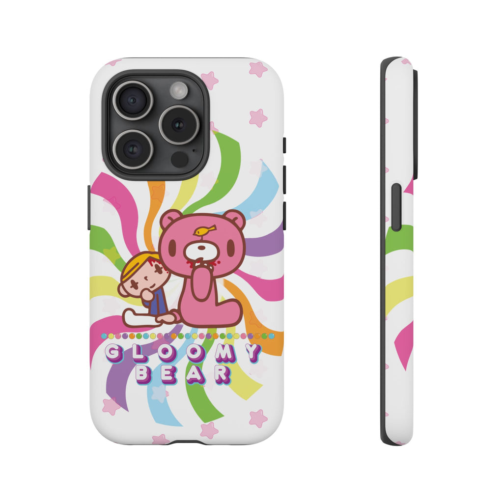 Swirly Rainbow Gloomy Bear - Tough Phone Case