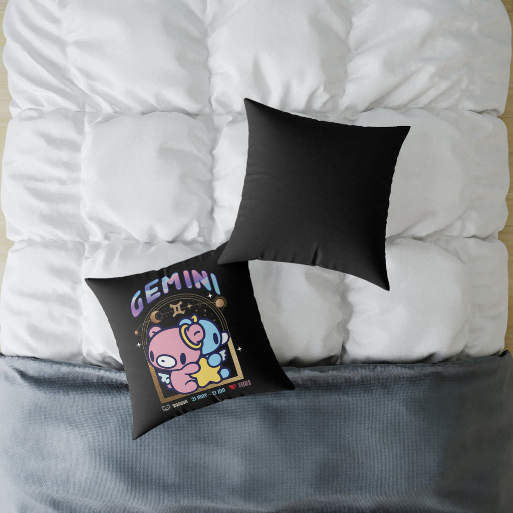 Gloomy Gemini Zodiac Square Poly Canvas Pillow