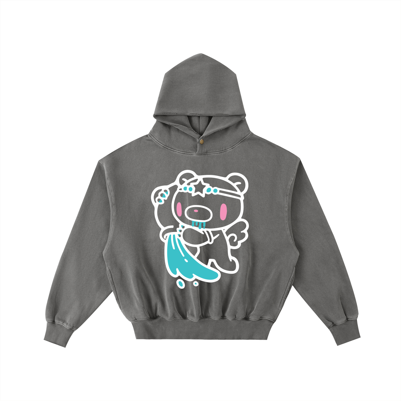 Frayed Enzyme Washed Fleece Hoodie