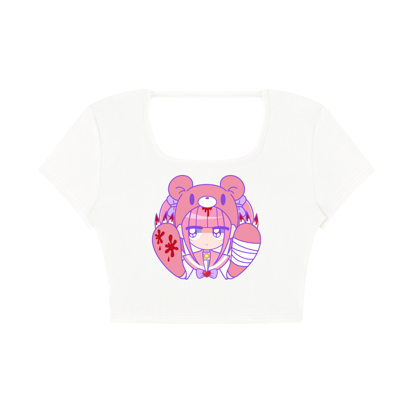 Menhera x Gloomy Square Neck Crop T-Shirt