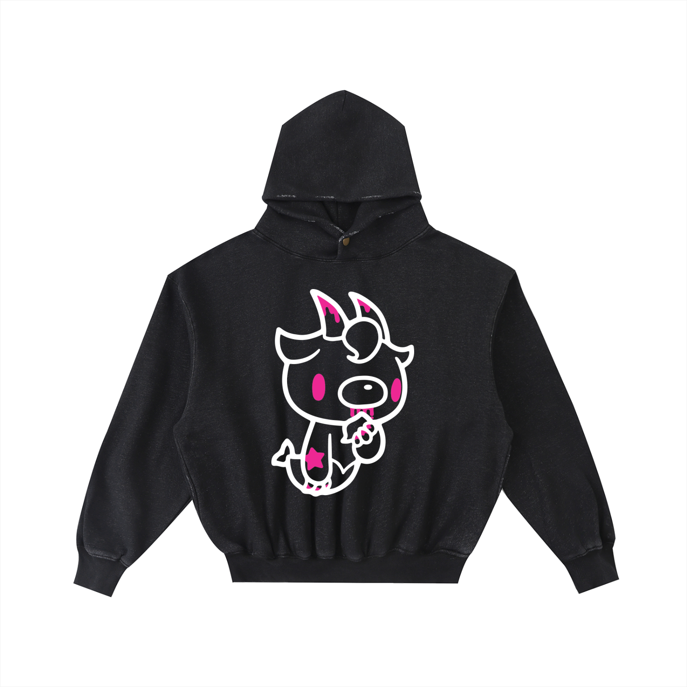 Frayed Enzyme Washed Fleece Hoodie
