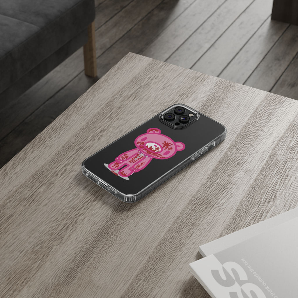 Pink Gloomy Bear Bloody - Clear Phone Case