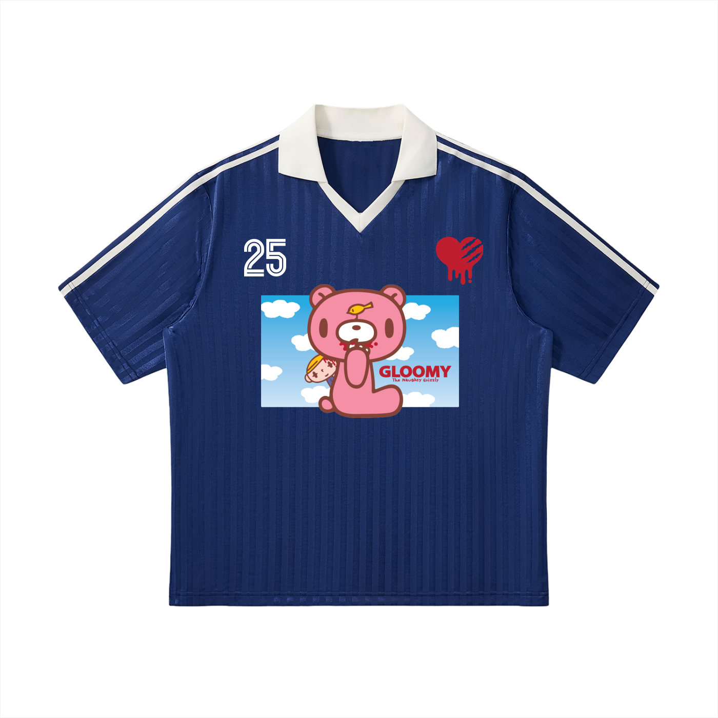 Gloomy Bear 25 Contrast Collar Striped Soccer Jersey