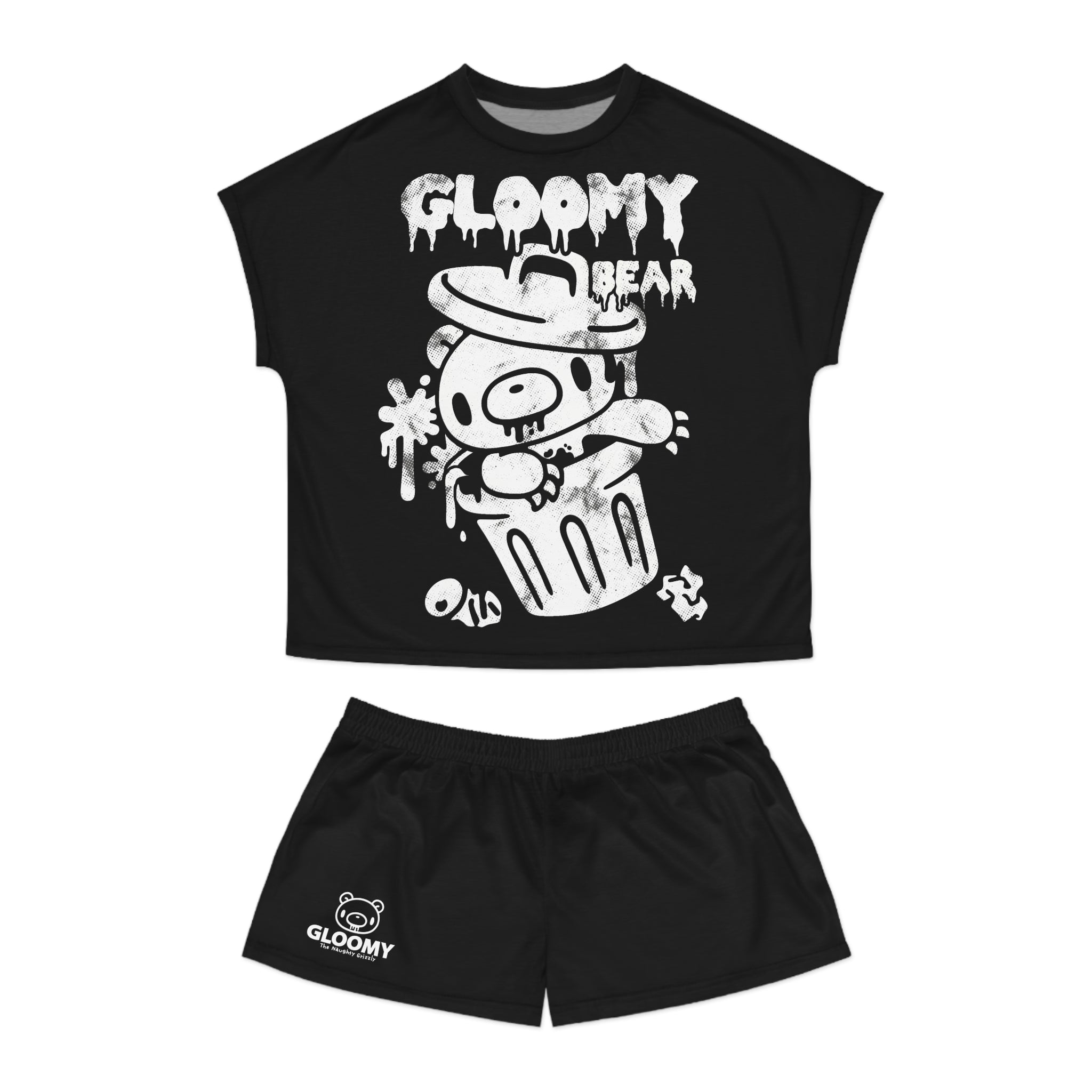Gloomy Trash Bin - Women's Short Pajama Set (AOP)