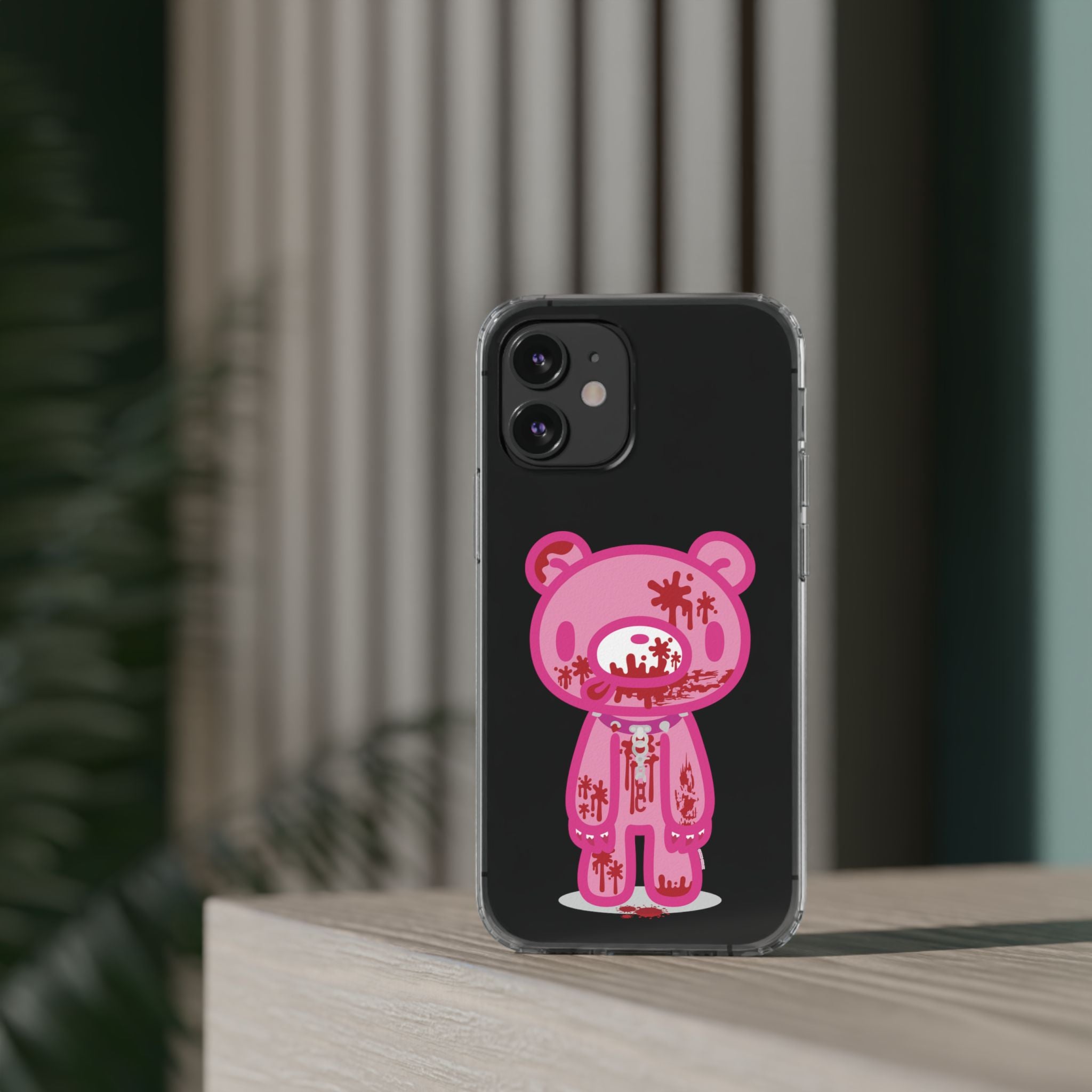 Pink Gloomy Bear Bloody - Clear Phone Case
