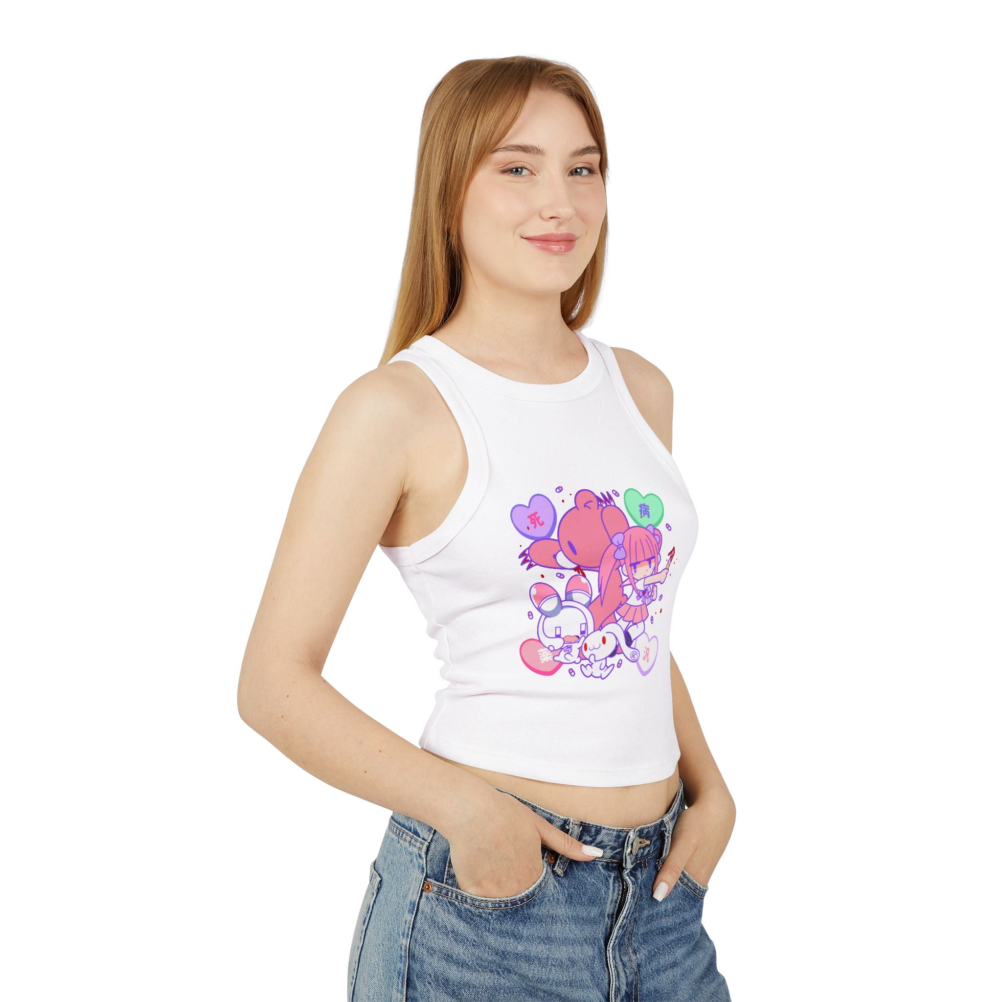 Menhera x Gloomy Bear Women's Micro Rib Racer Tank Top