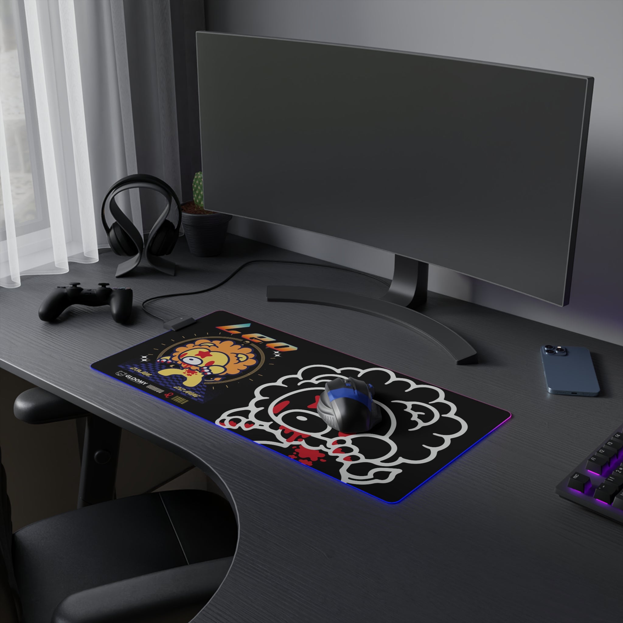 Leo Zodiac gloomy bear LED Gaming Mouse Pad