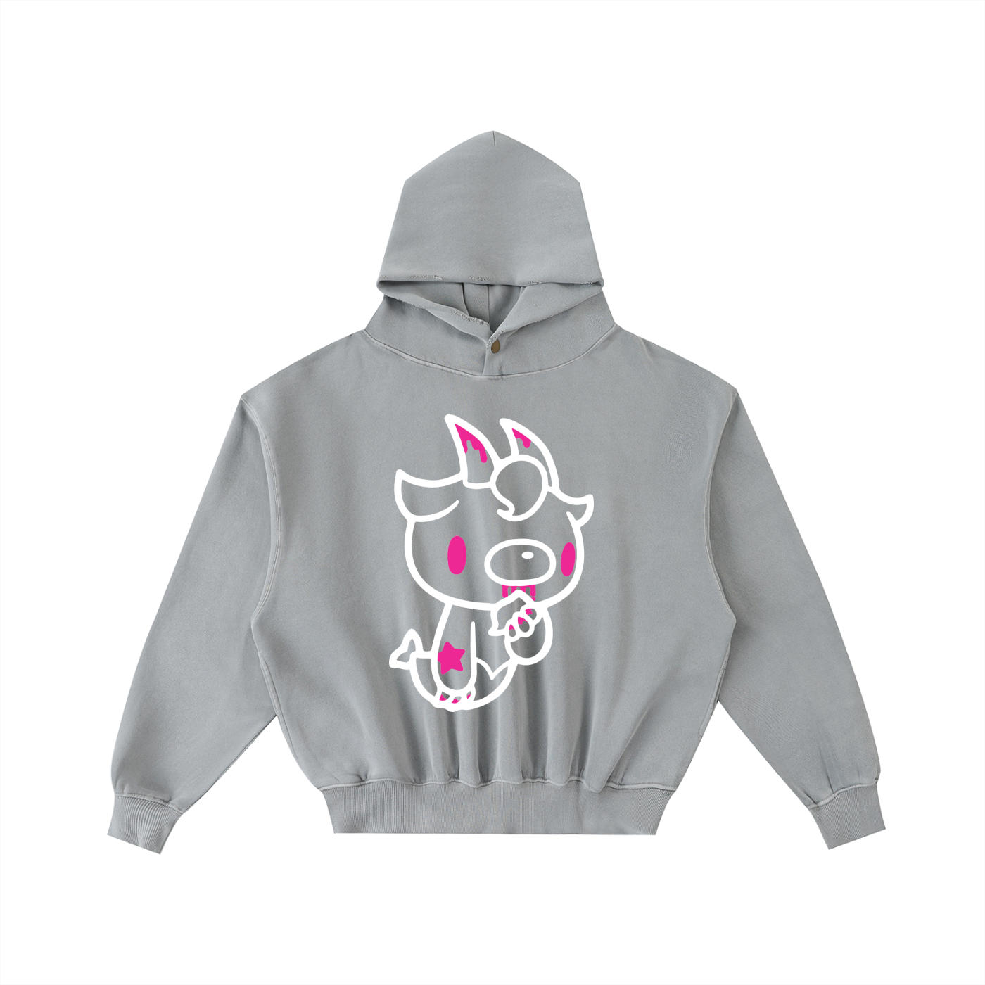 Frayed Enzyme Washed Fleece Hoodie
