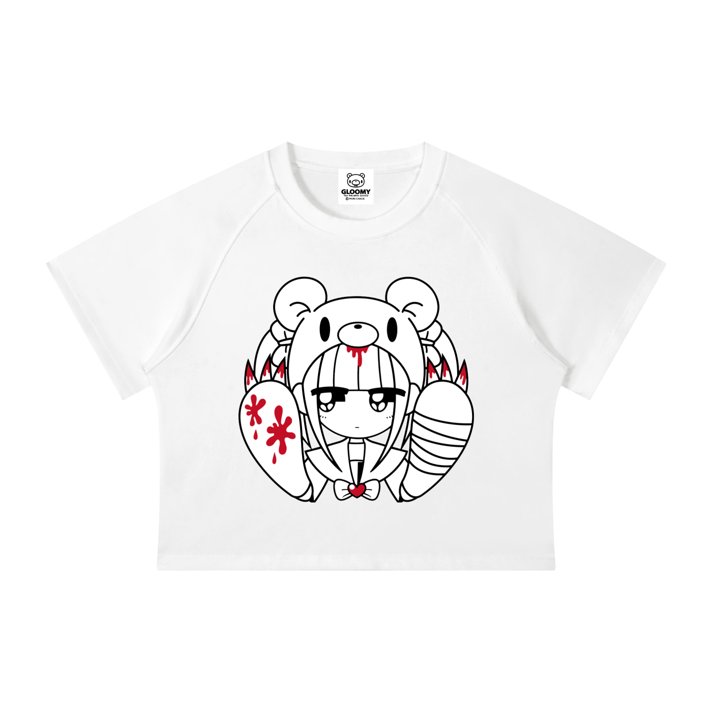 Menhera x Gloomy Mineral Wash Raglan Crop T-Shirt