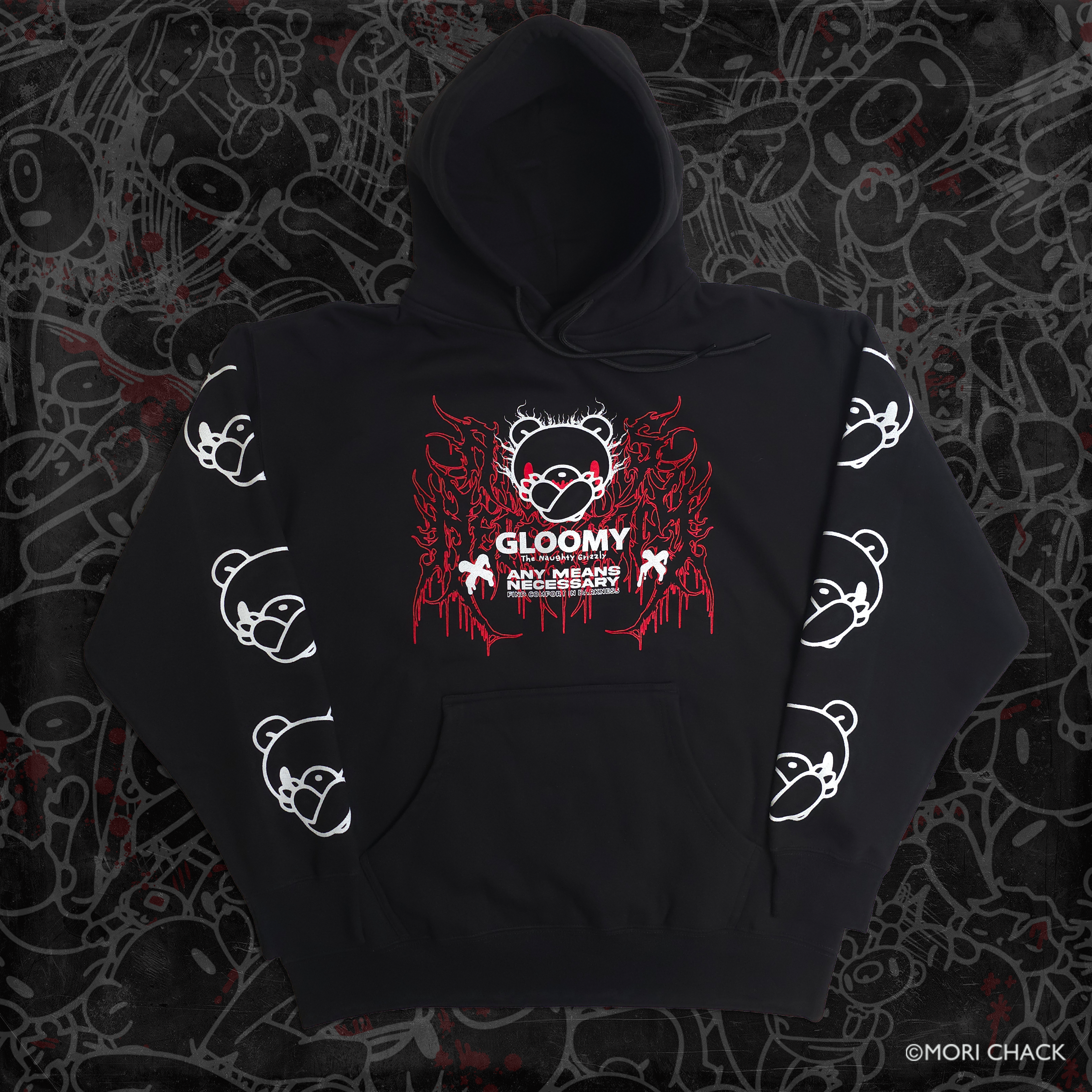 Cross Arms Pullover Hoodie Black