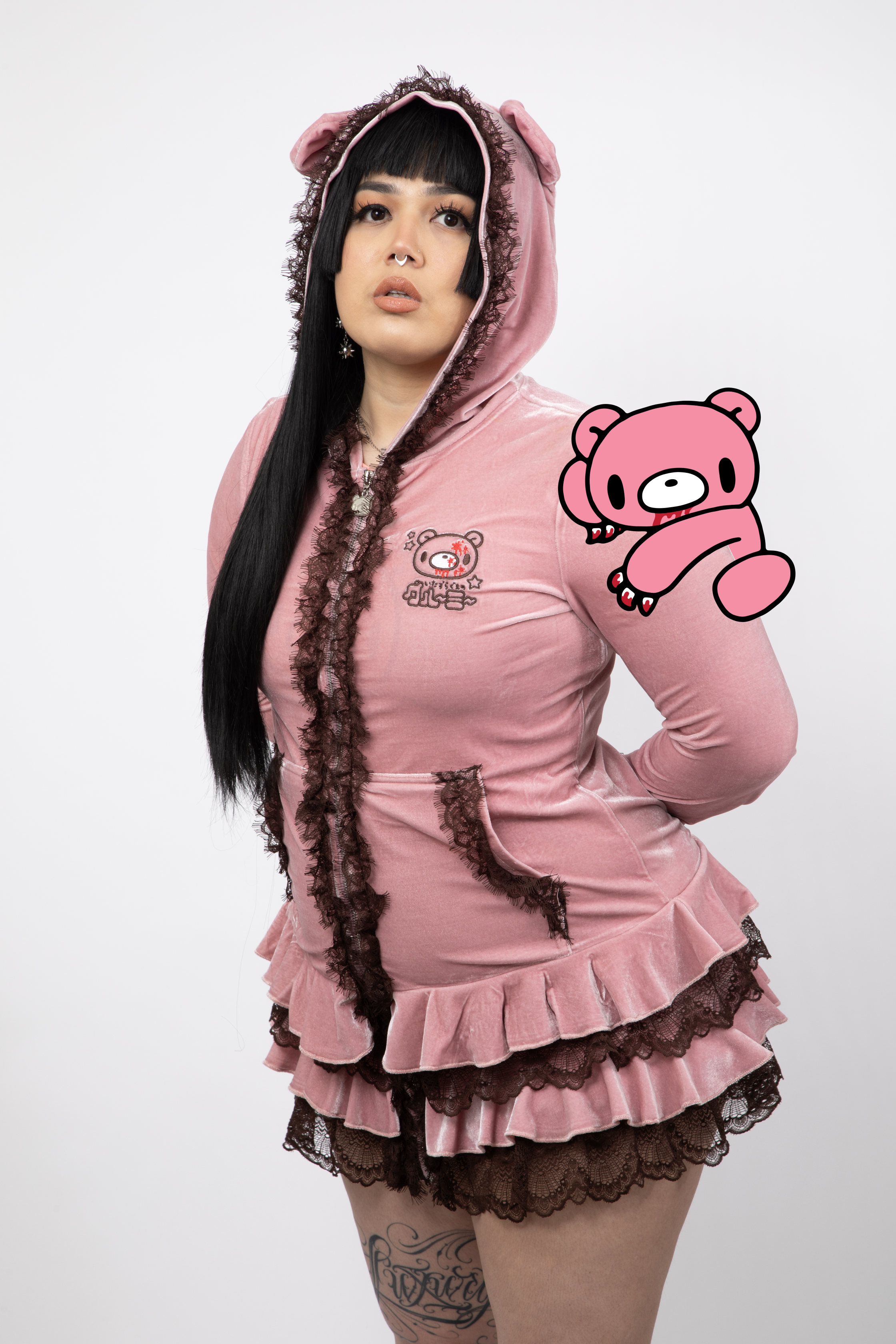 Gloomy Bear Pink Hooded Dress