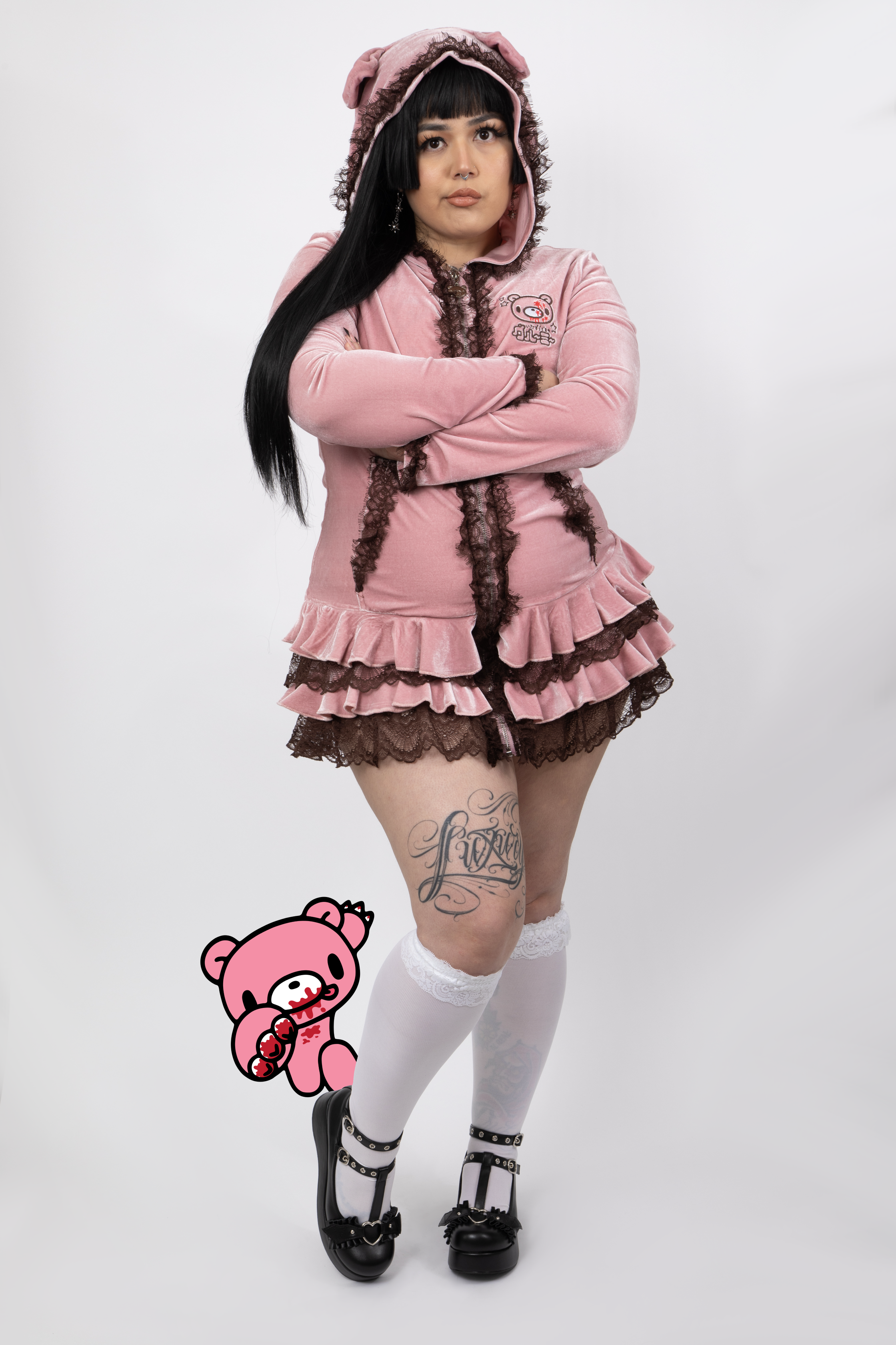 Gloomy Bear Pink Hooded Dress