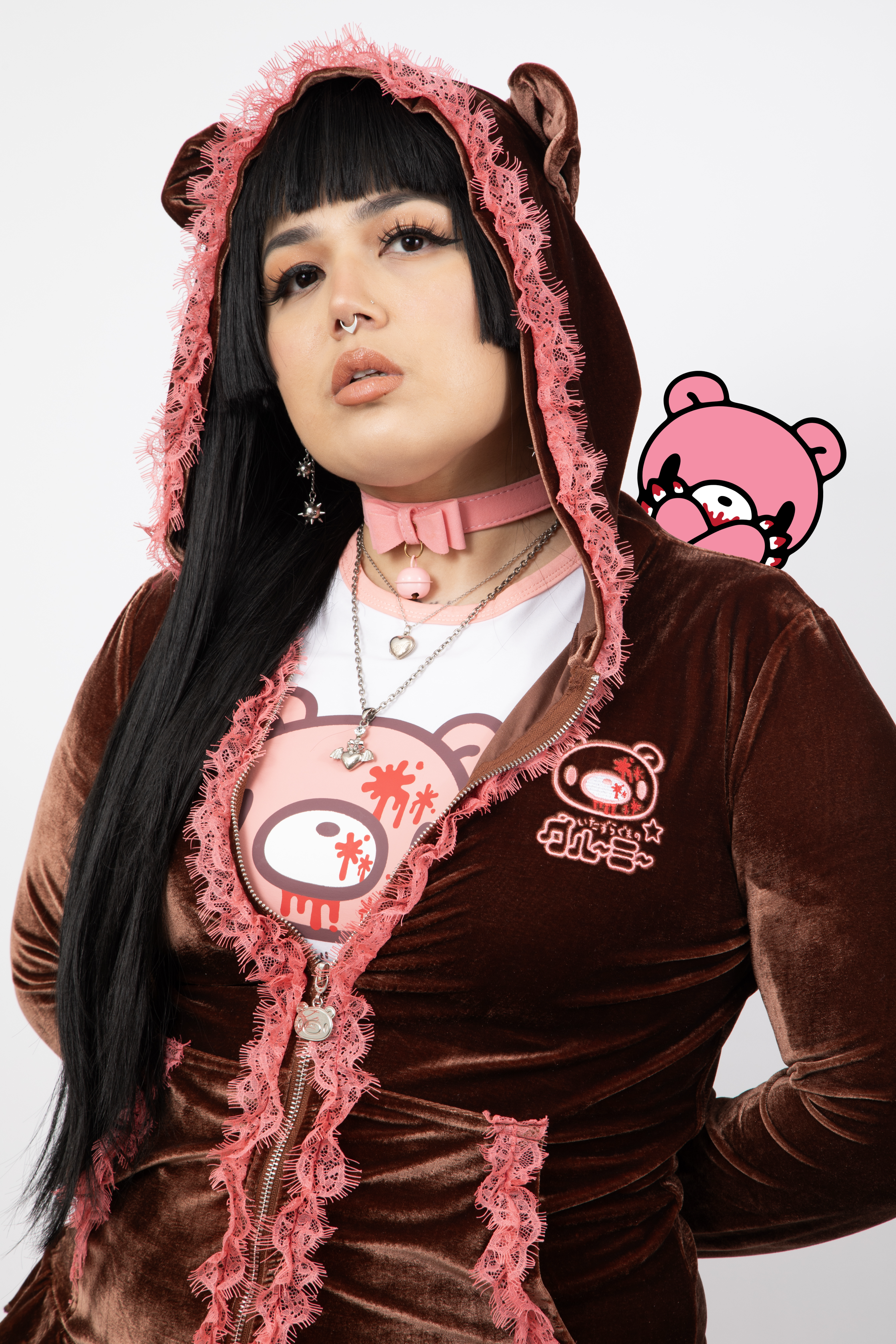 Gloomy Bear Brown Hooded Dress