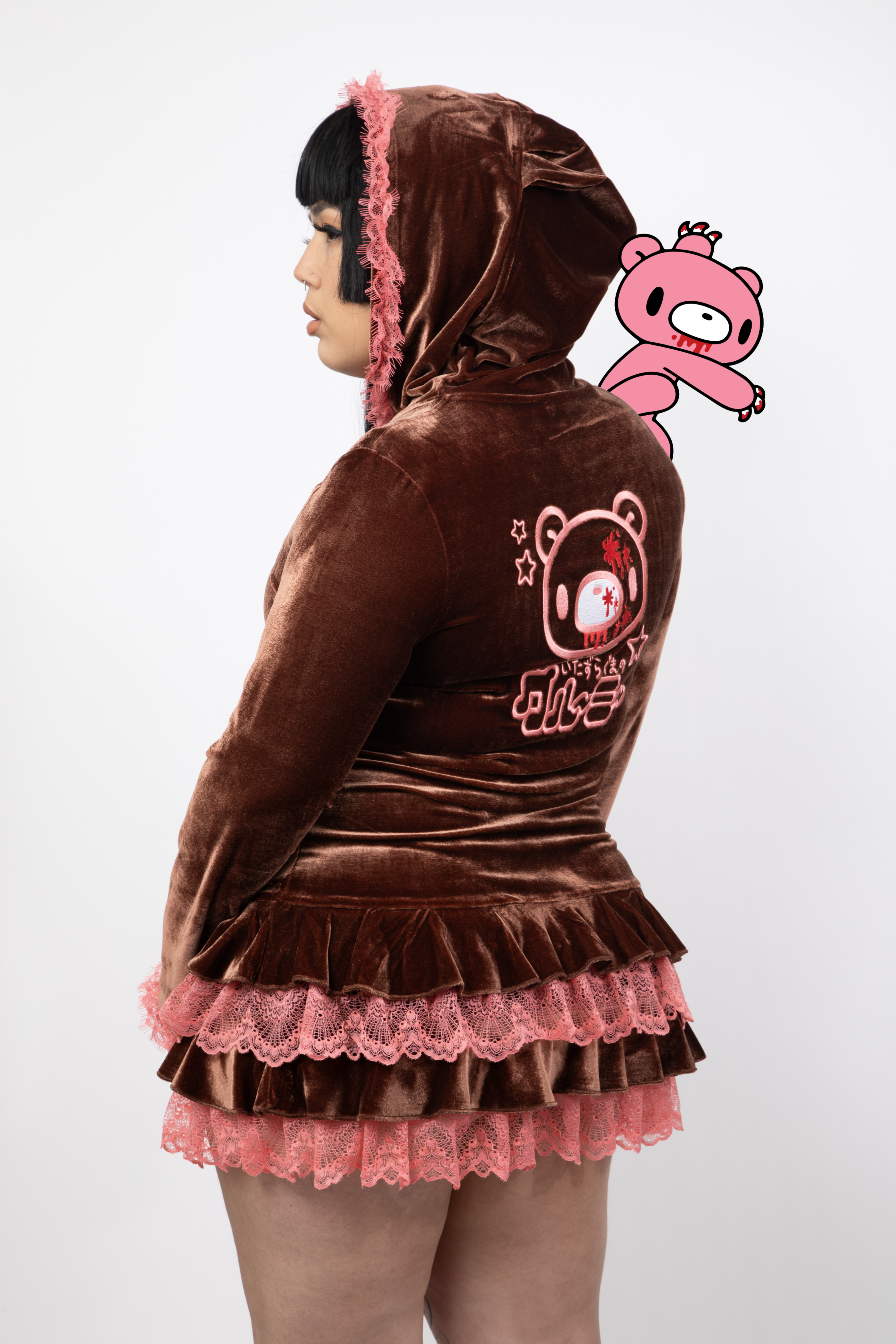 Gloomy Bear Brown Hooded Dress