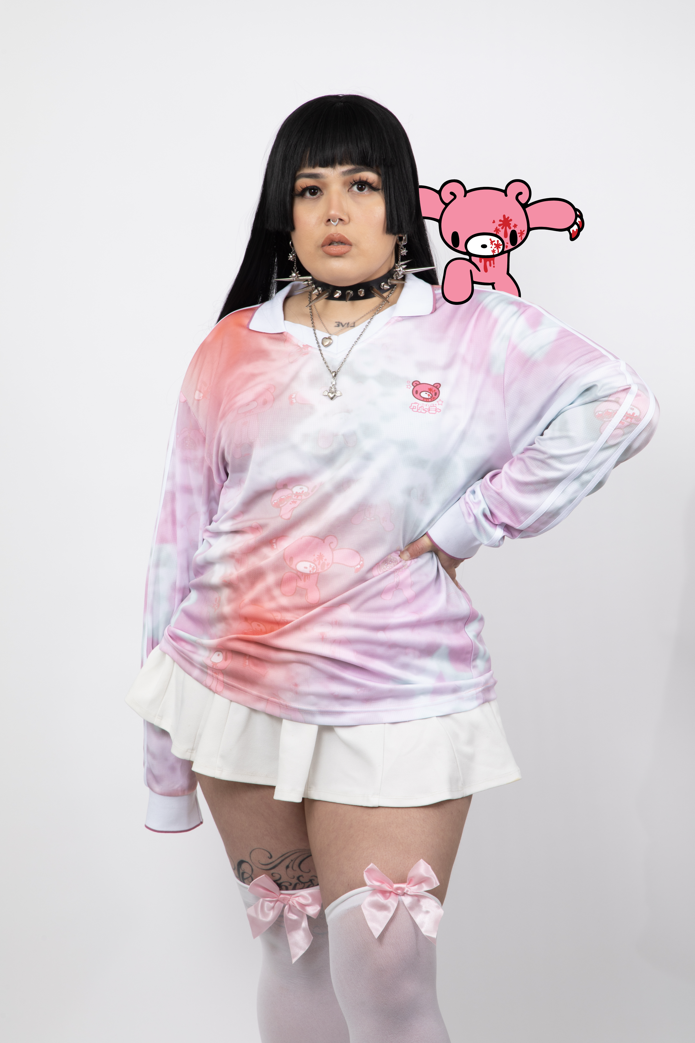 Gloomy Bear Collared Long Sleeve Shirt [PINK]