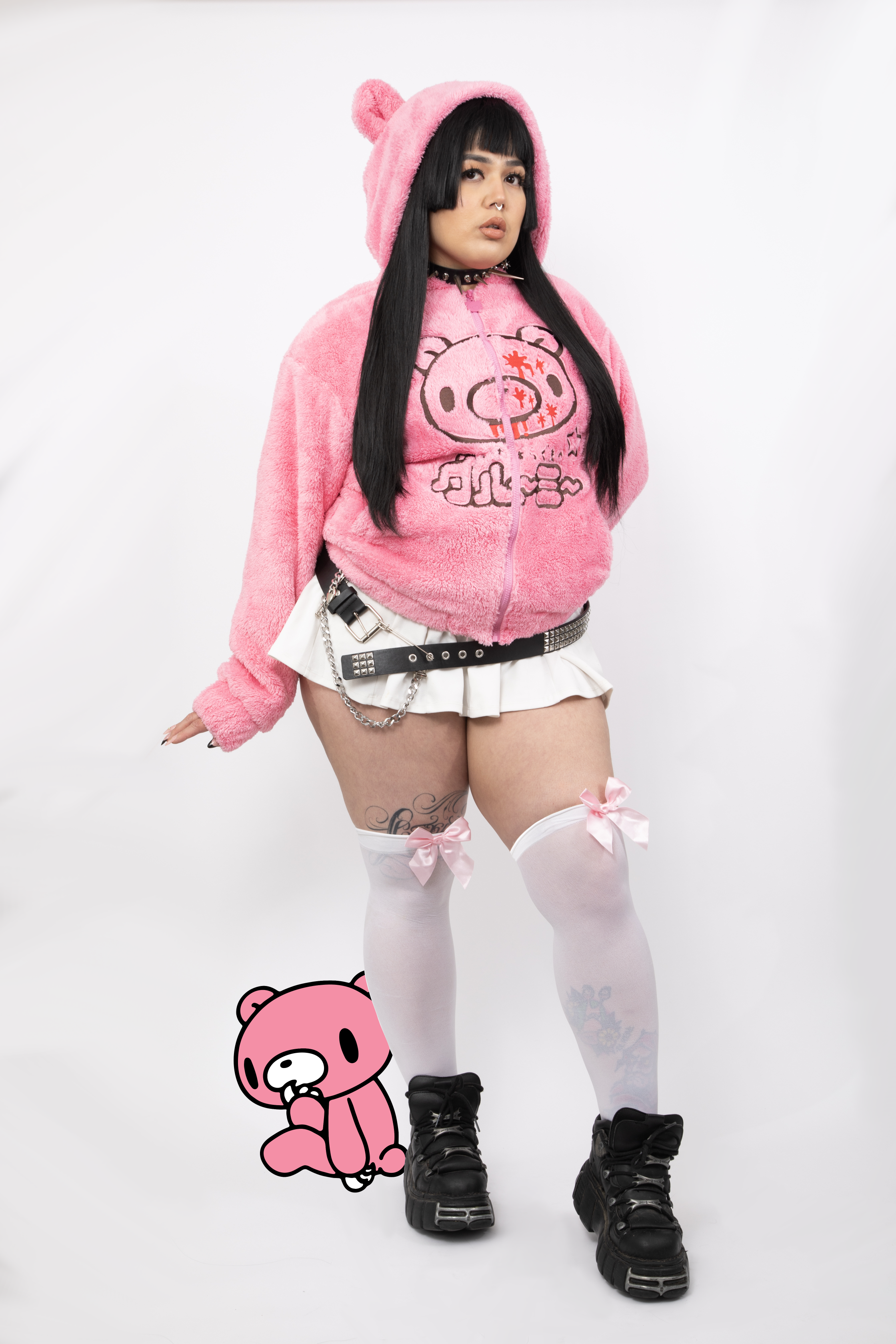 Gloomy Bear Pink Furry Hooded Jacket