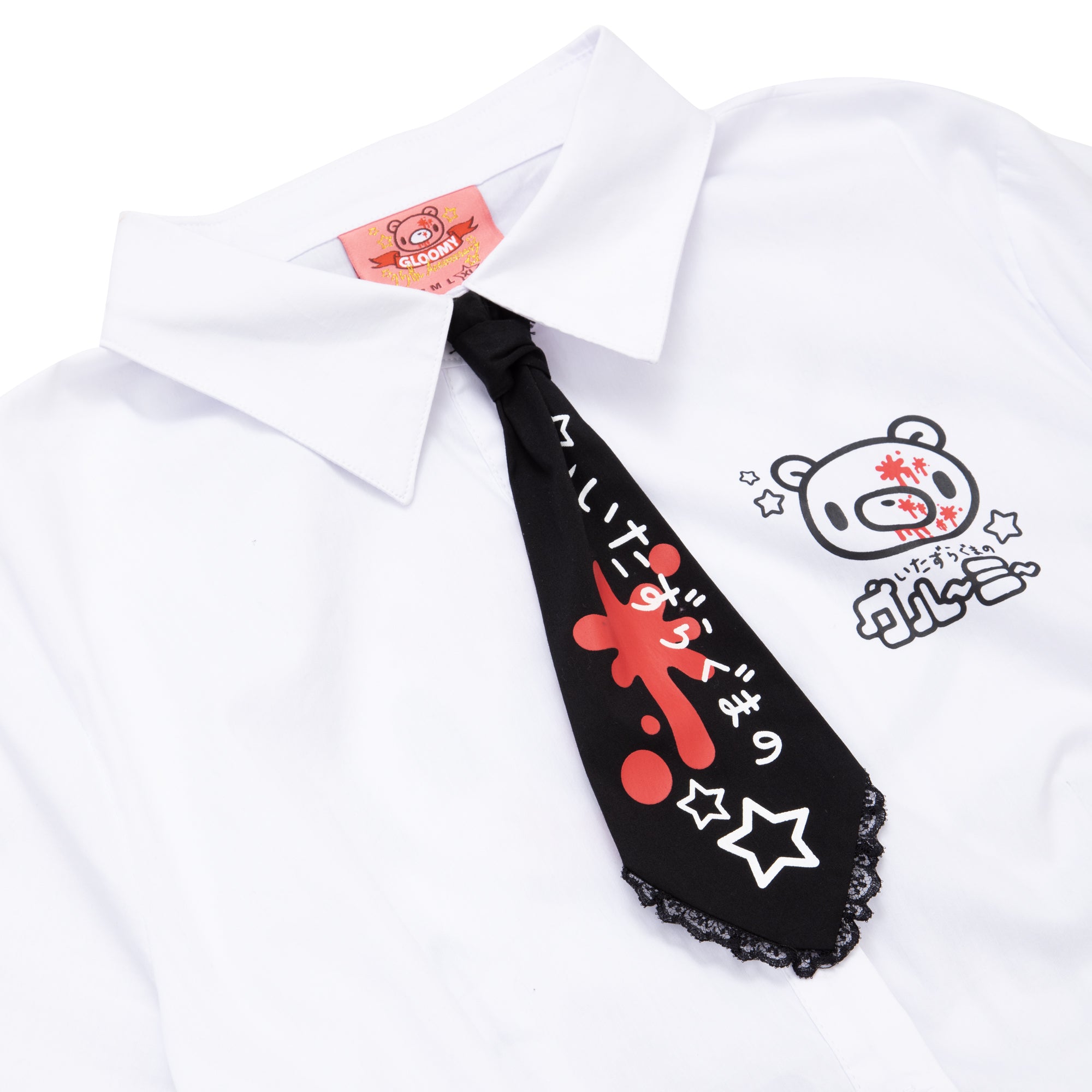 Gloomy Bear Button Up Shirt & Tie [WHITE]
