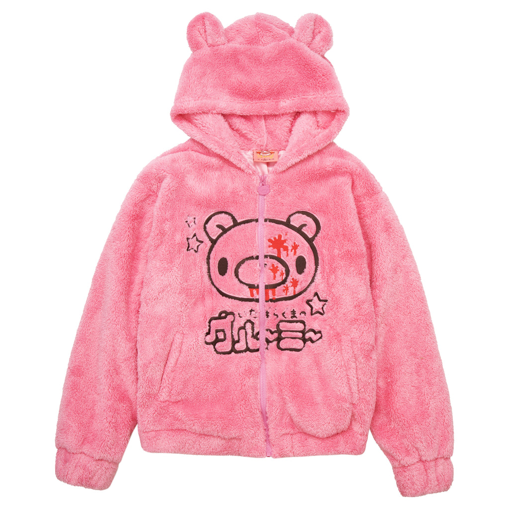 Gloomy Bear Pink Furry Hooded Jacket