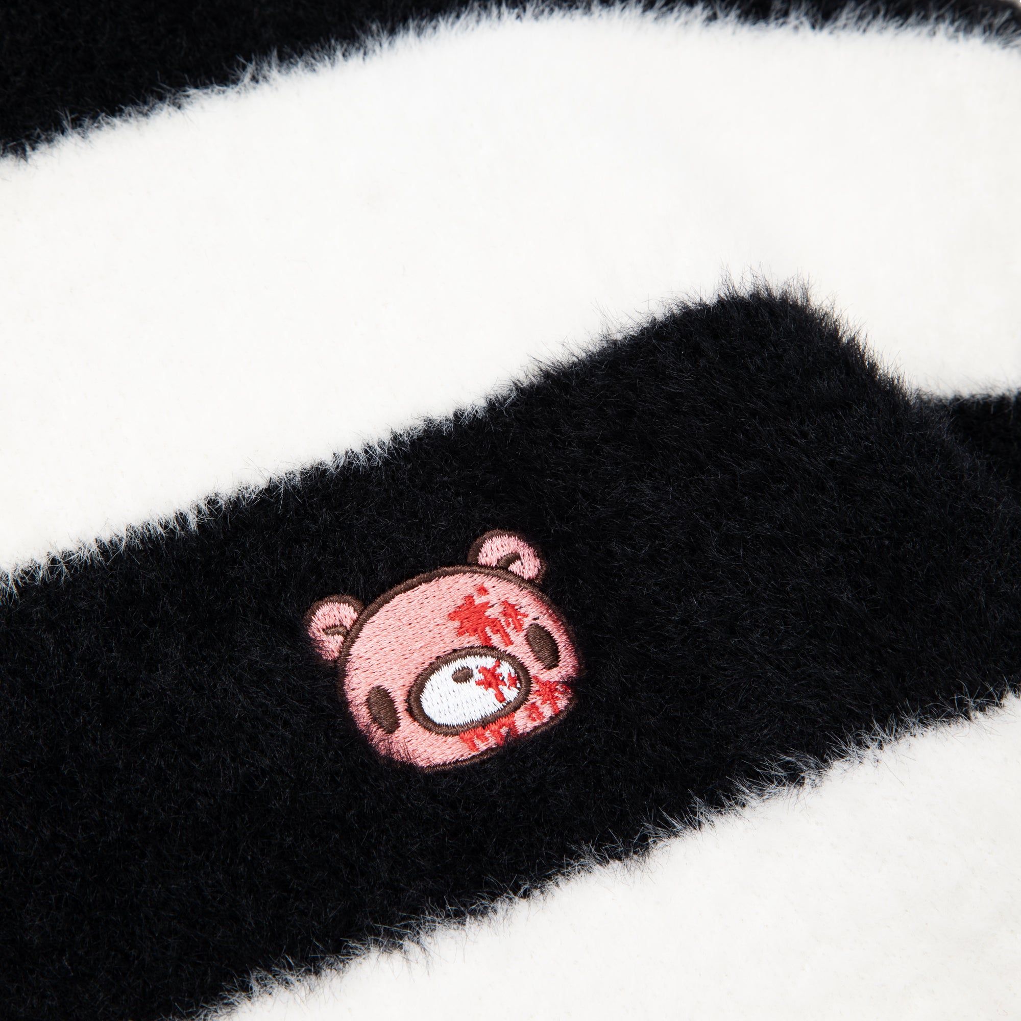 Gloomy Bear Striped Fuzzy Zip Up Jacket