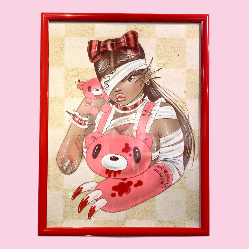 Manuela Soto Sosa - Plushie_x_Bandage - Framed Giclee - Gloomy Bear Exhibition