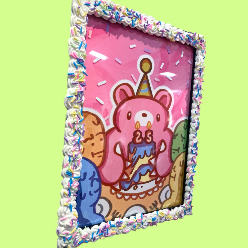 Wen Neale - Gloomy's 25th Anniversary Party - Framed Giclee - Gloomy Bear Exhibition