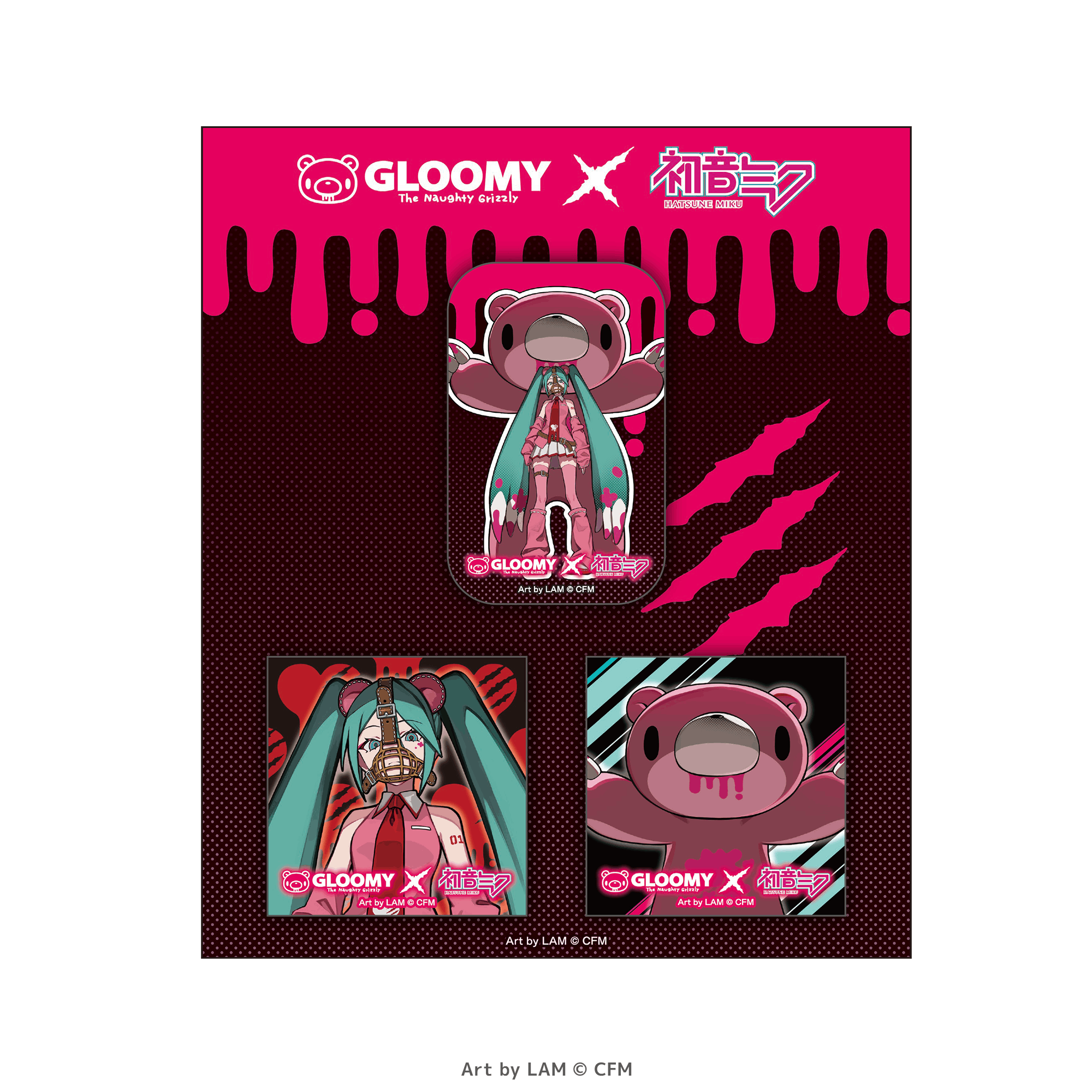 GLOOMY meets Hatsune Miku Button Badge Set (Set of 3)